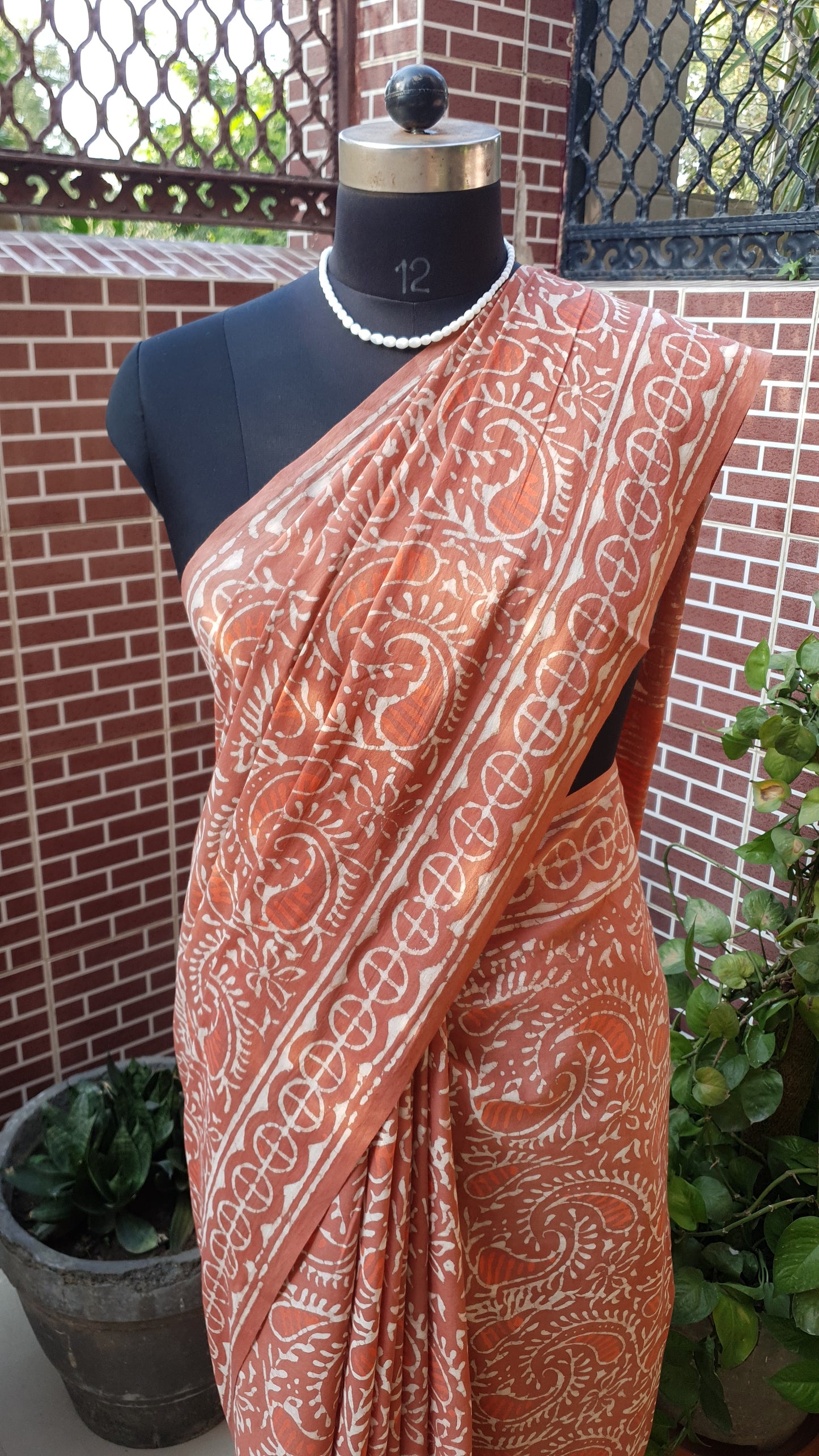 Reddish Brown HBP Mul Cotton Saree MCHB-0002