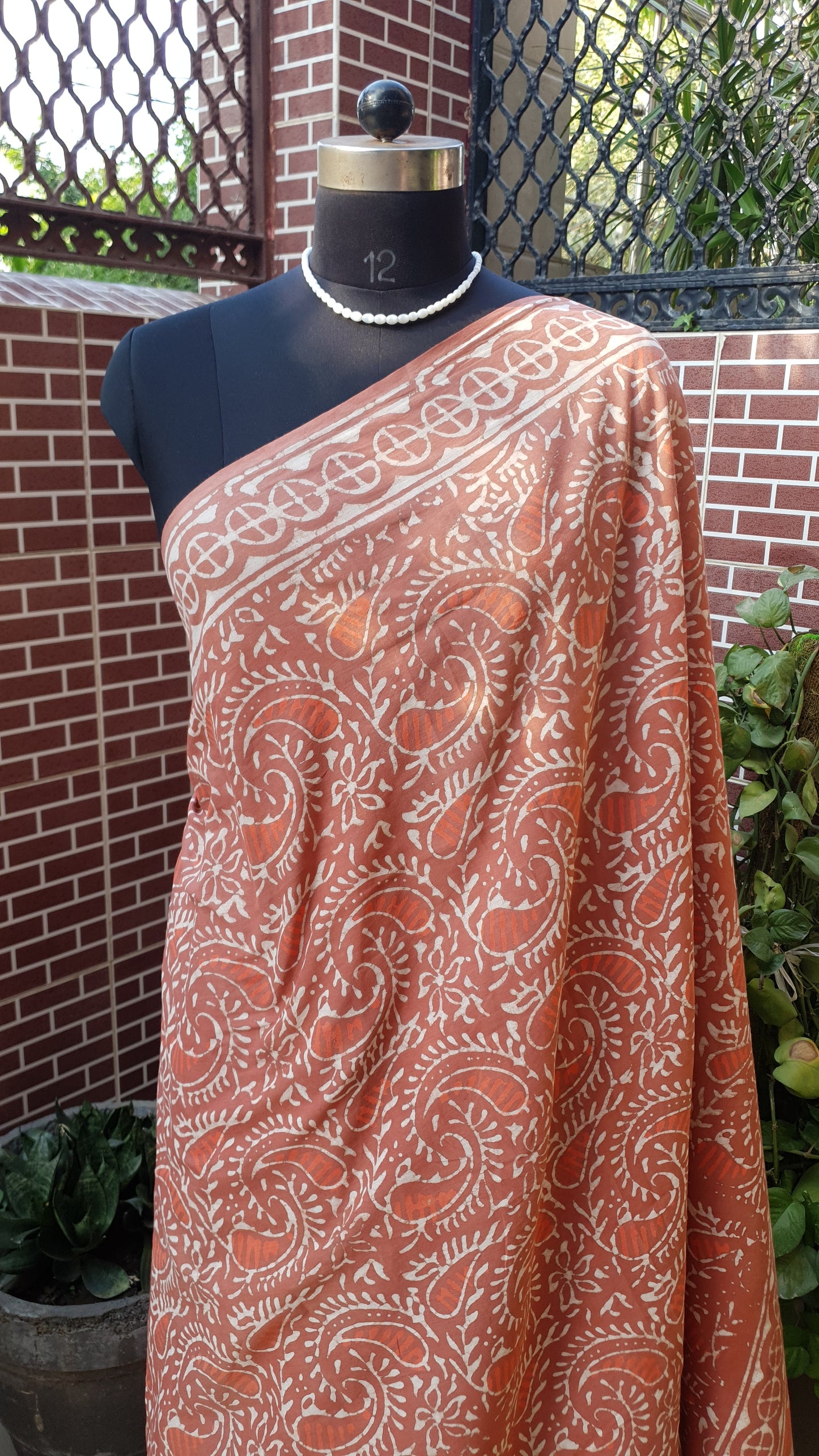 Reddish Brown HBP Mul Cotton Saree MCHB-0002