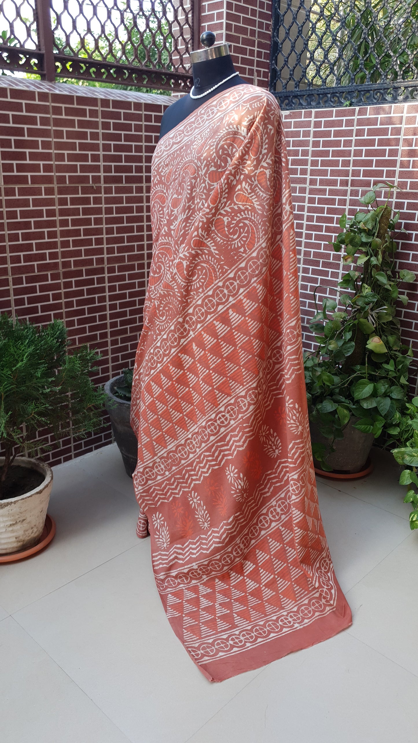 Reddish Brown HBP Mul Cotton Saree MCHB-0002