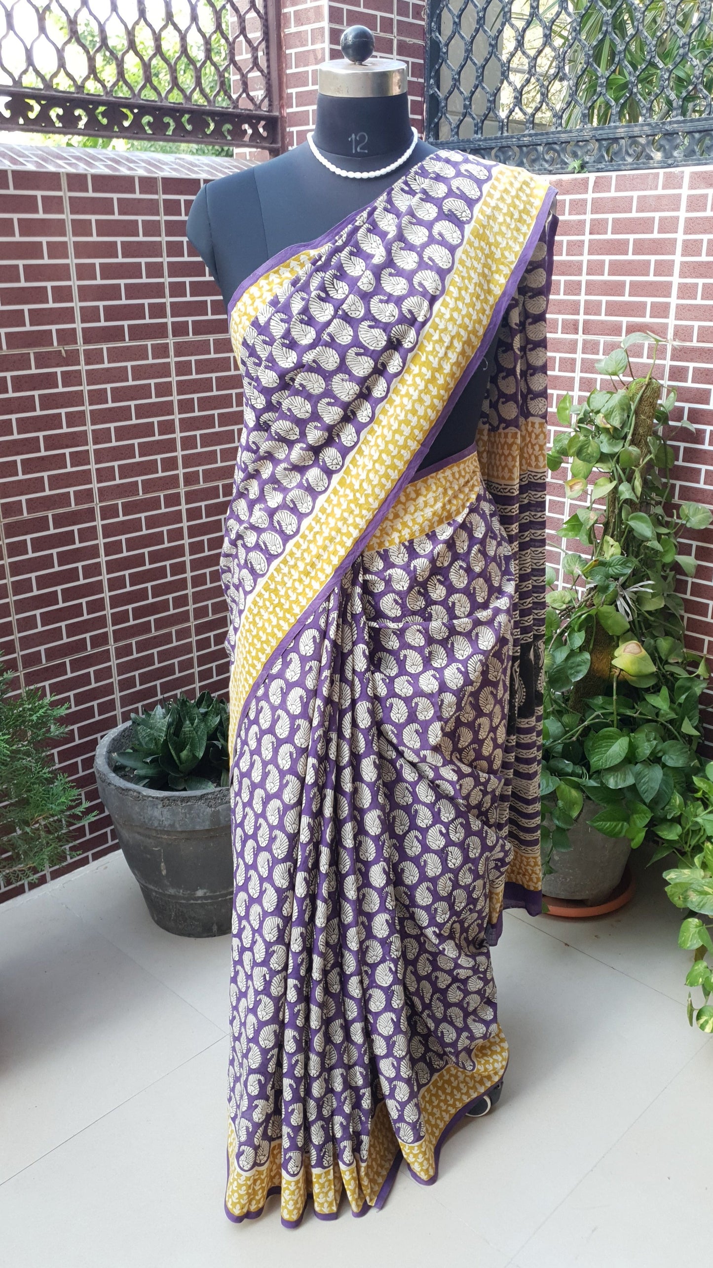 Purple HBP Mul Cotton Saree MCHB-0004
