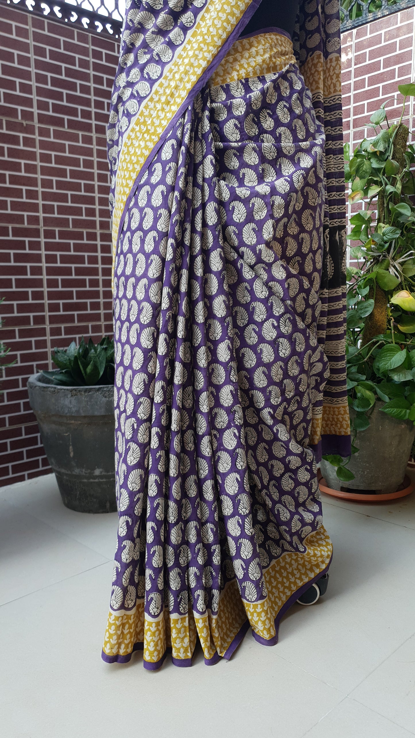 Purple HBP Mul Cotton Saree MCHB-0004