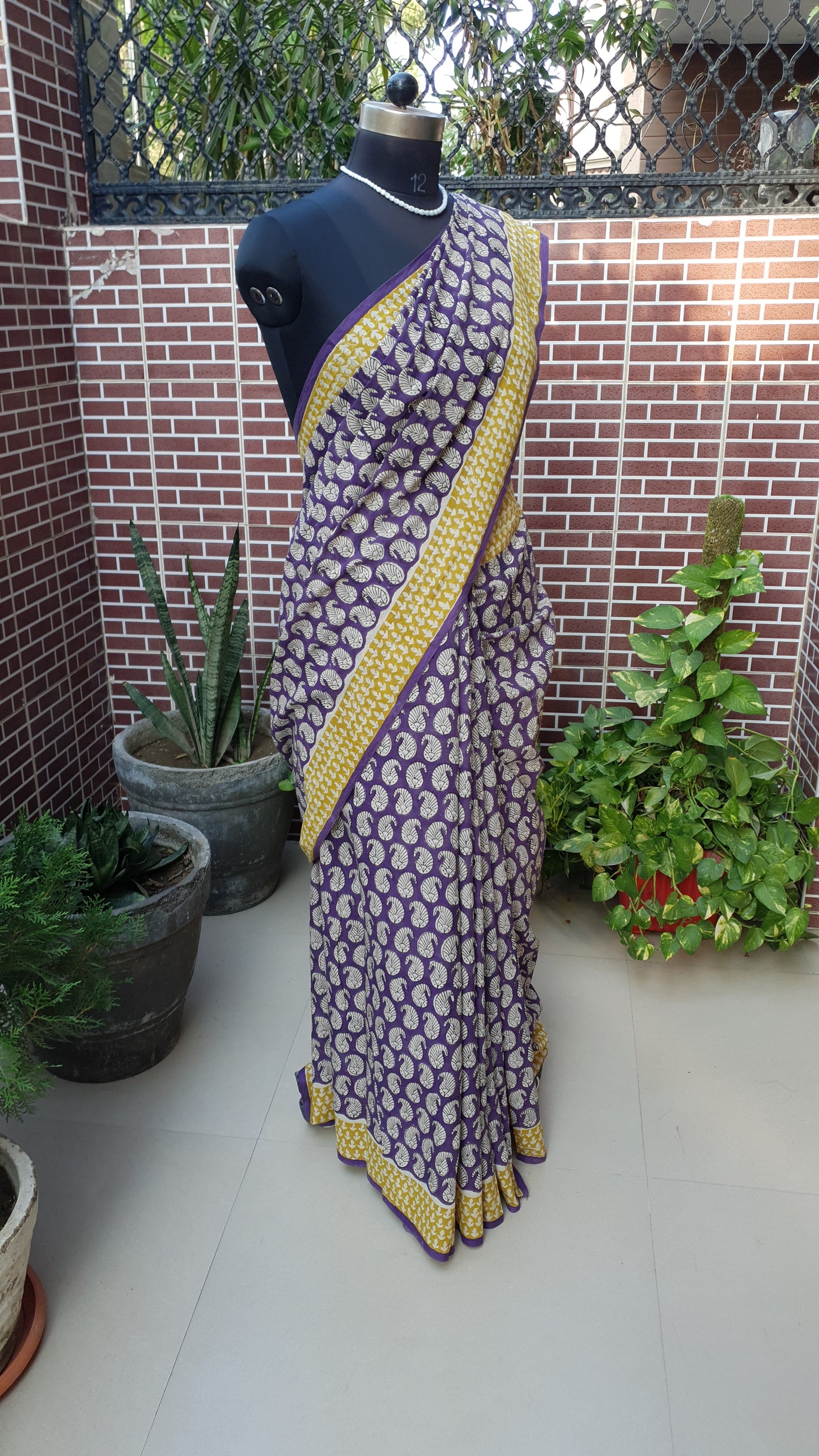 Purple HBP Mul Cotton Saree MCHB-0004