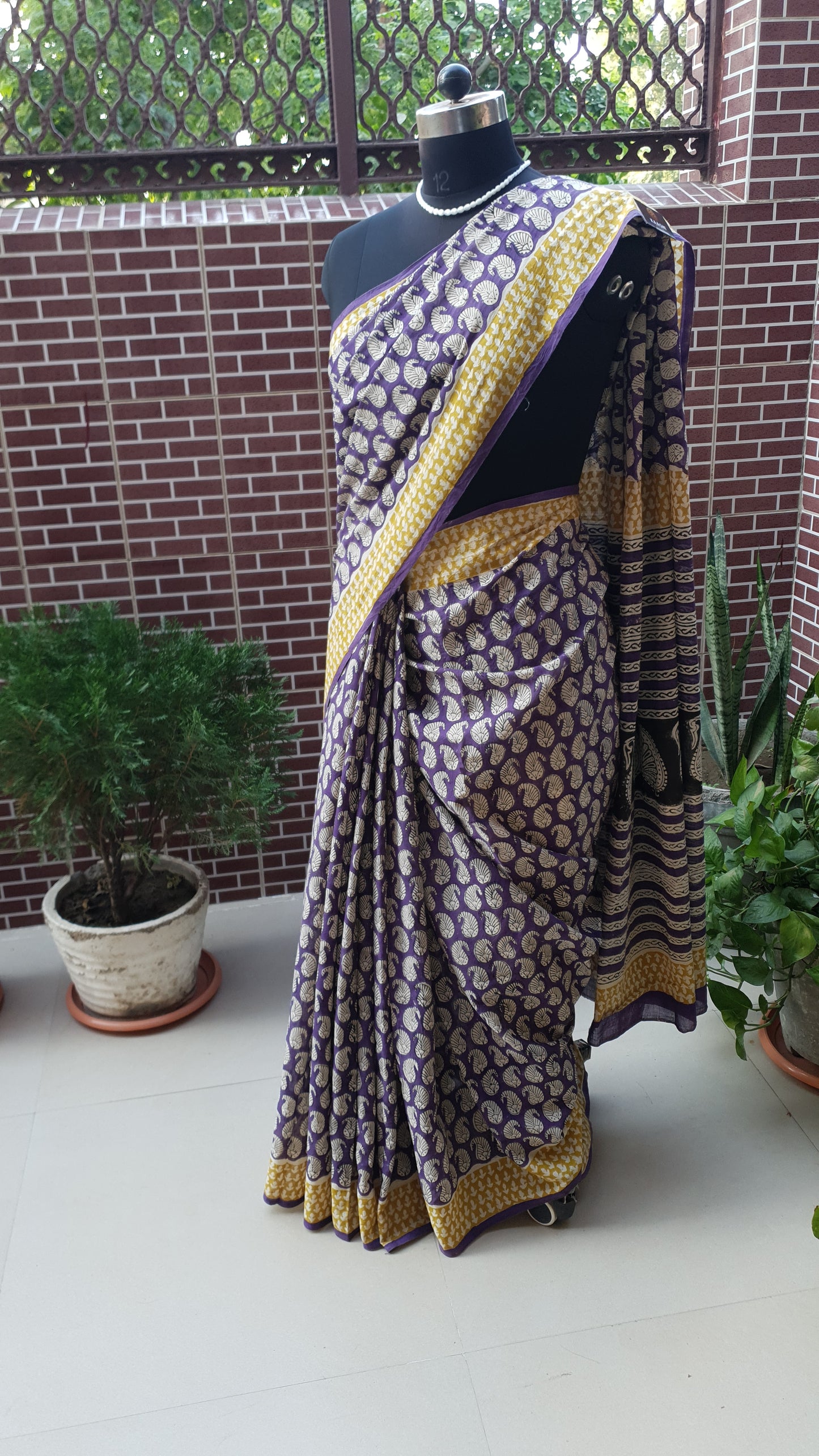 Purple HBP Mul Cotton Saree MCHB-0004
