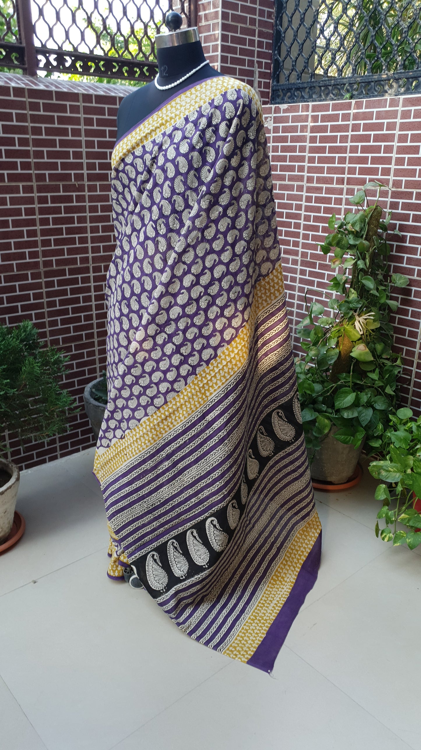 Purple HBP Mul Cotton Saree MCHB-0004