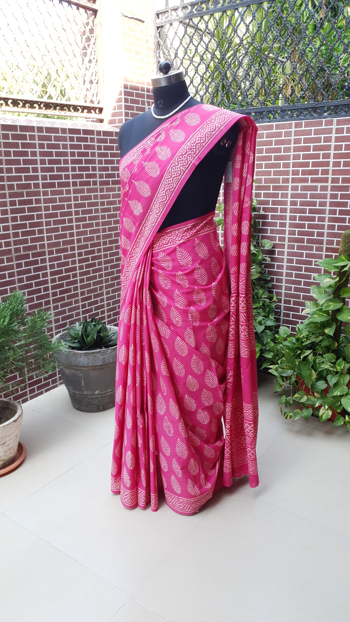 Viva Magenta HBP Mul Cotton Saree MCHB-0008