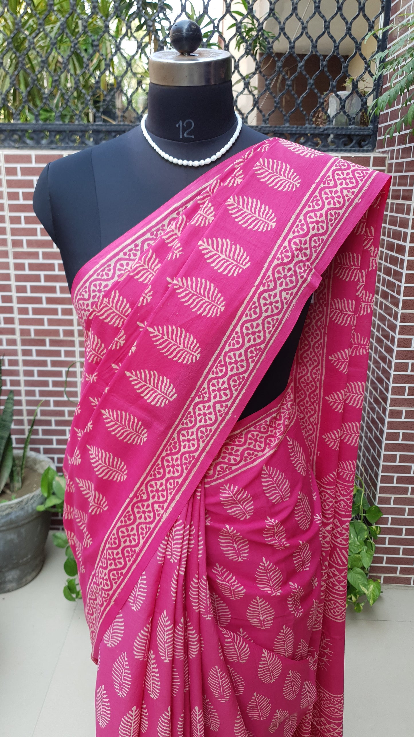 Viva Magenta HBP Mul Cotton Saree MCHB-0008