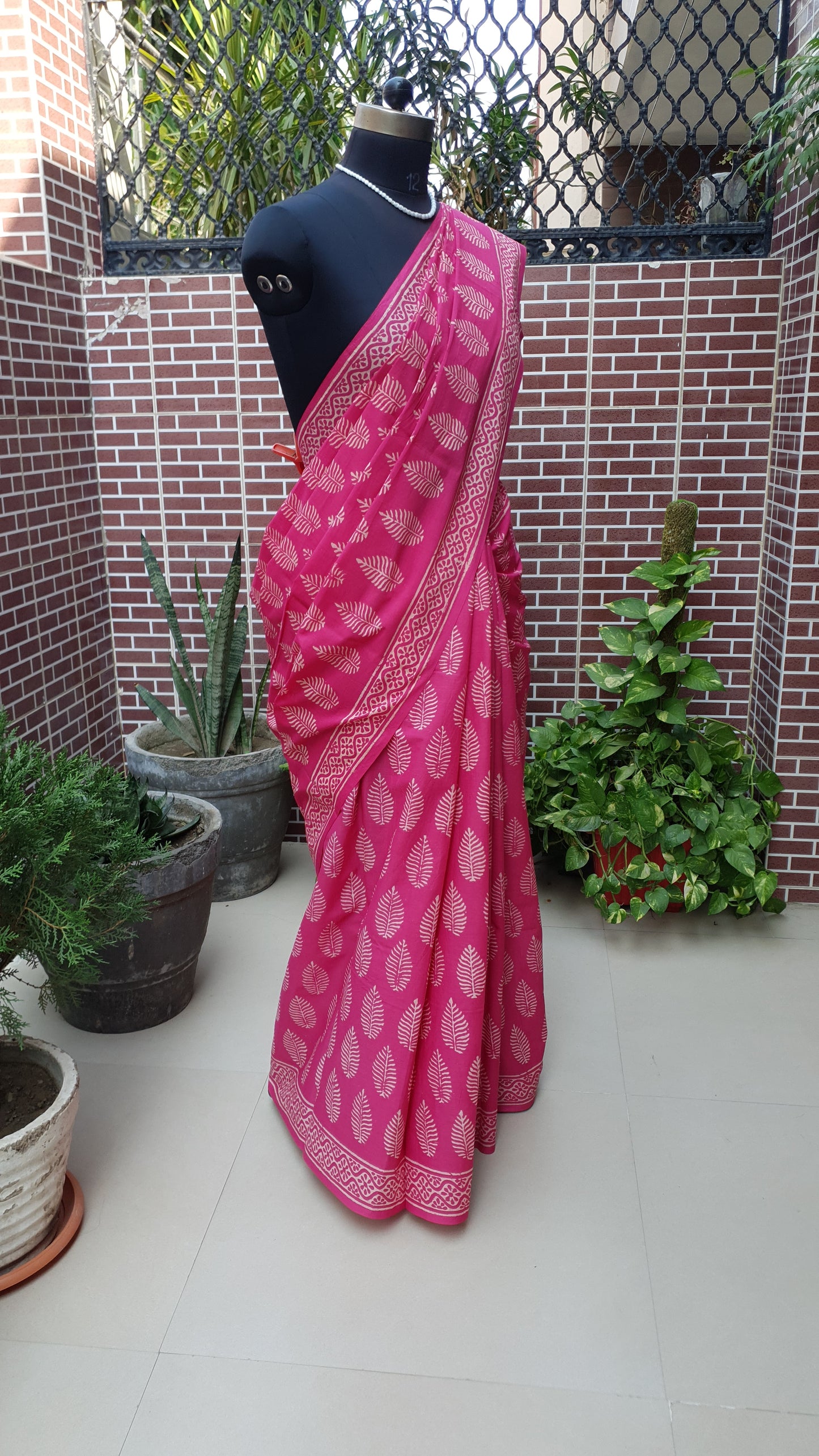 Viva Magenta HBP Mul Cotton Saree MCHB-0008