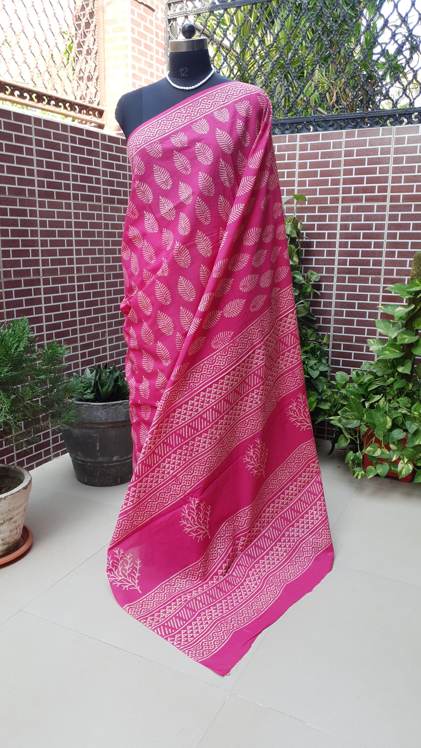 Viva Magenta HBP Mul Cotton Saree MCHB-0008