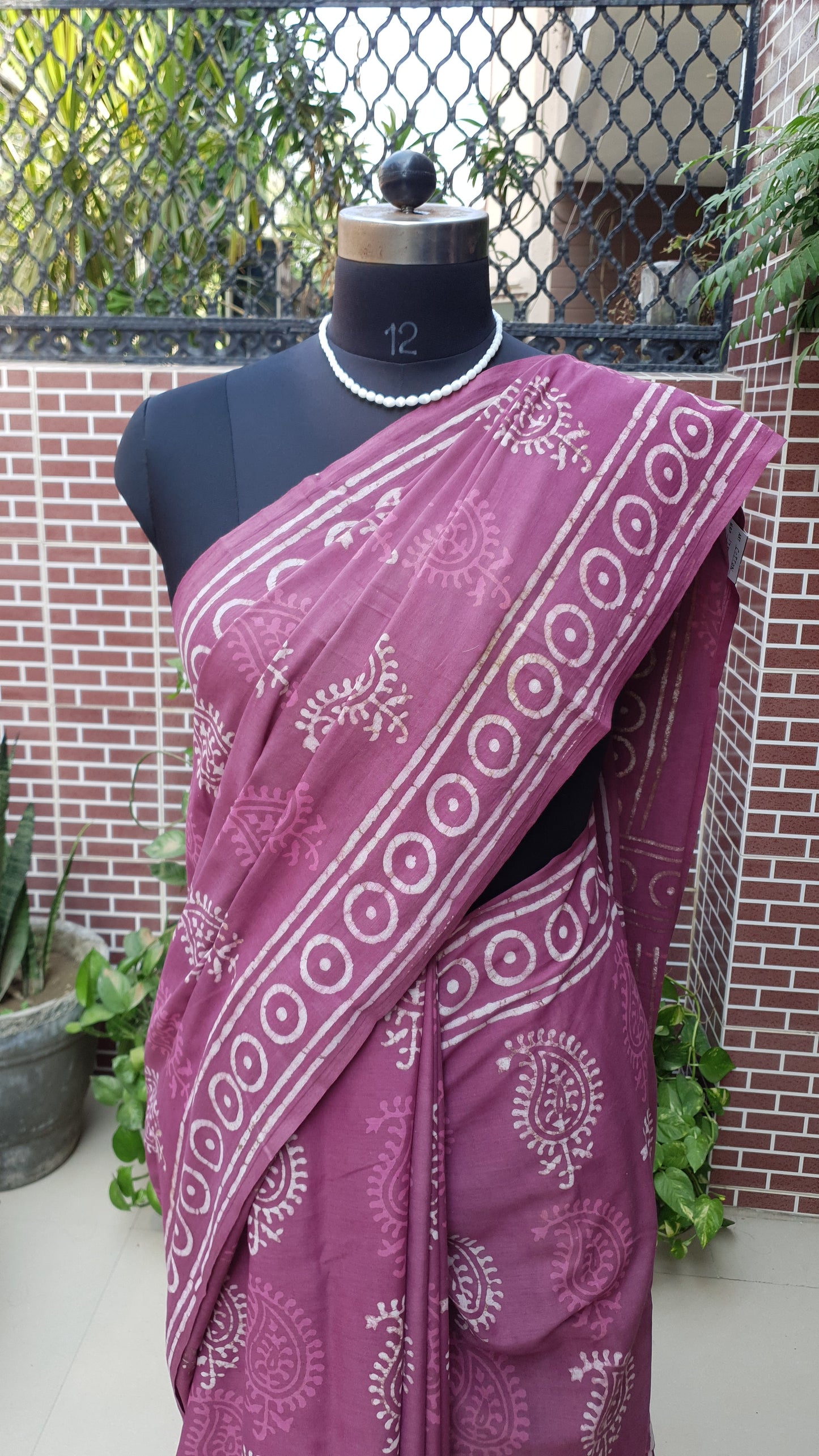 Onion Pink HBP Mul Cotton Saree MCHB-0006