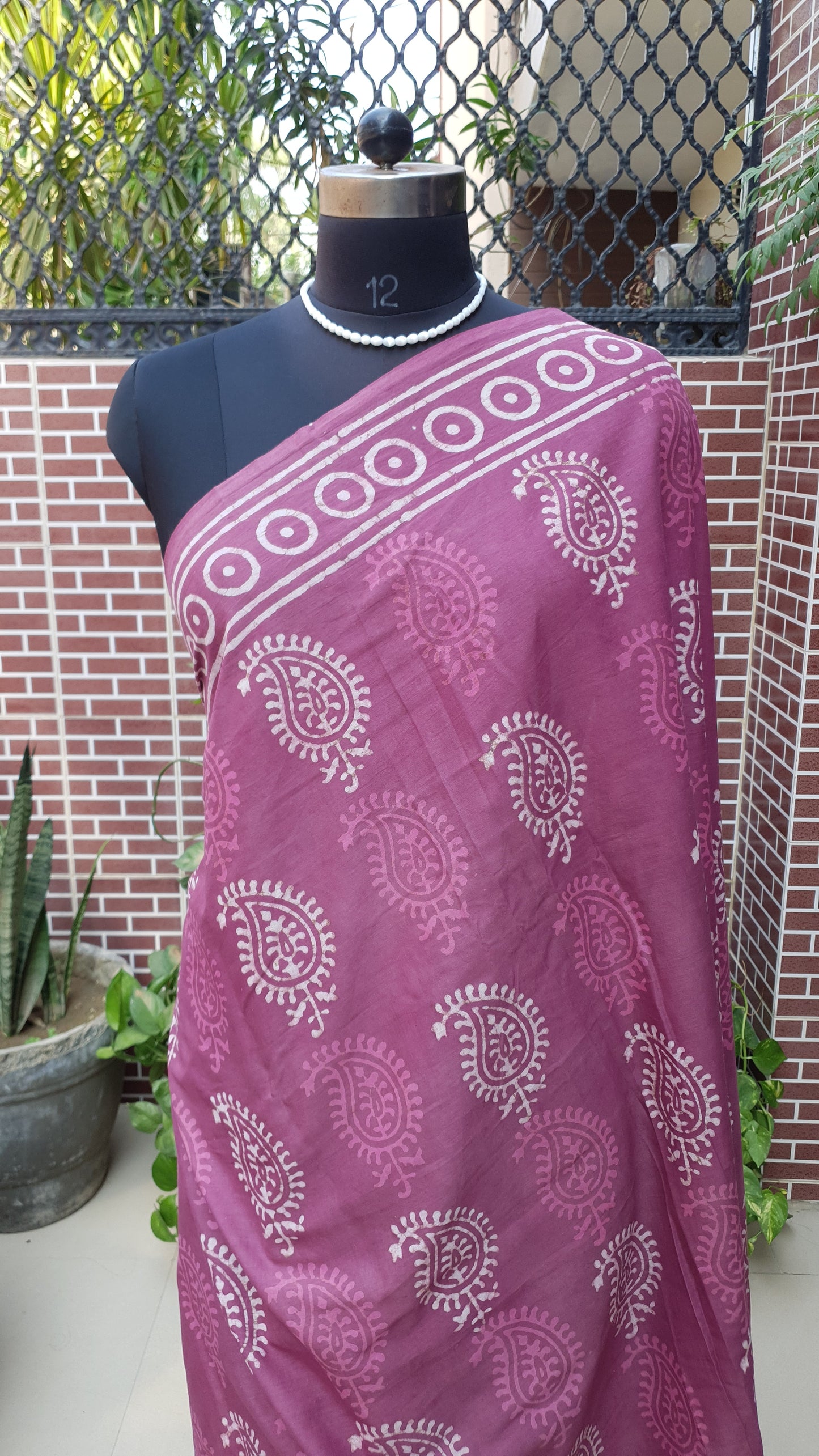 Onion Pink HBP Mul Cotton Saree MCHB-0006