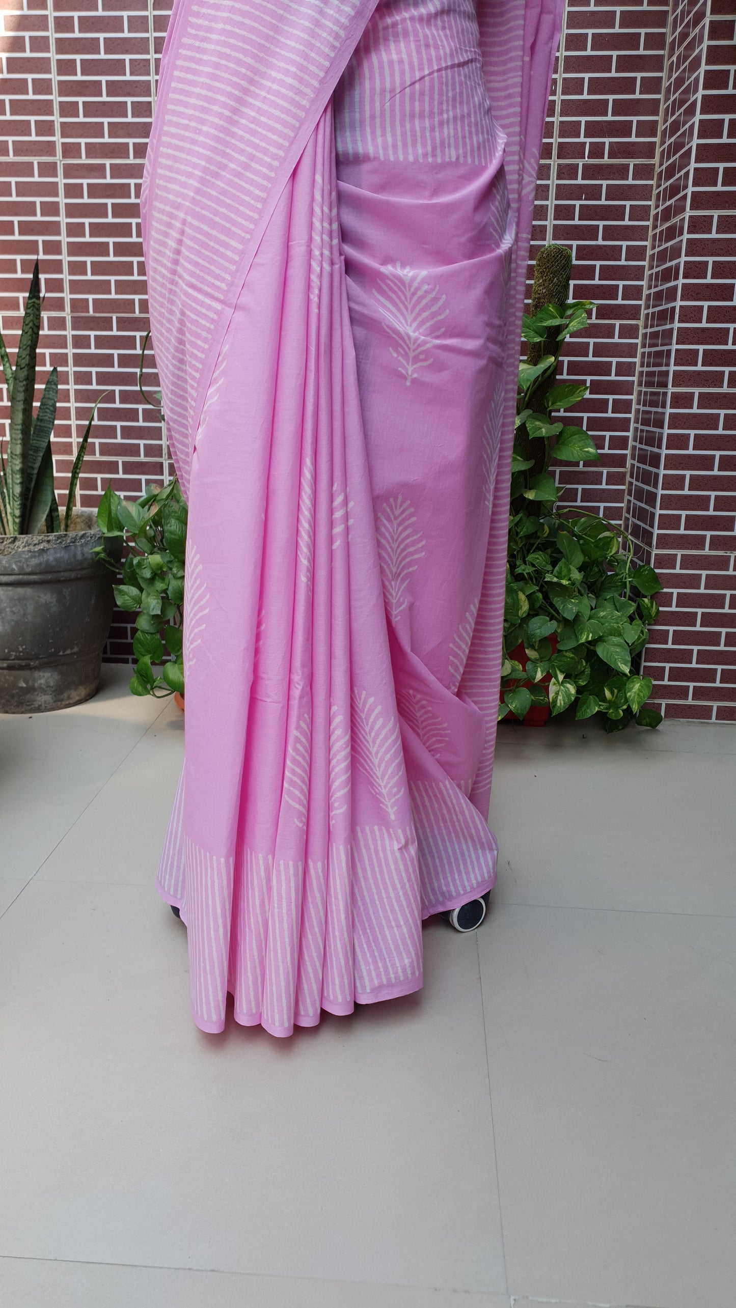 Pink HBP Mul Cotton Saree MCHB-0005