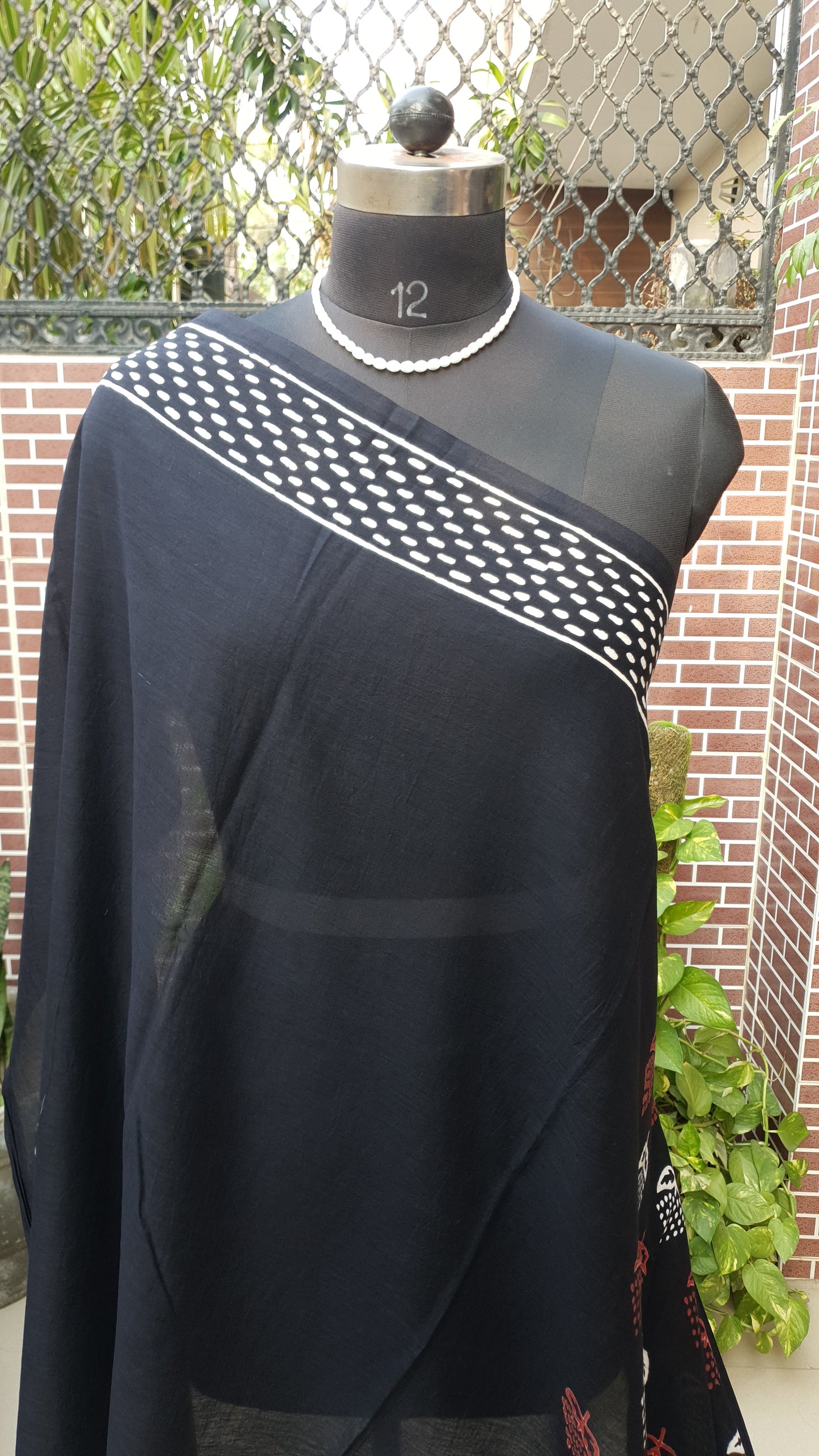 Imperial Black HBP Mul Cotton Saree MCHB-0007