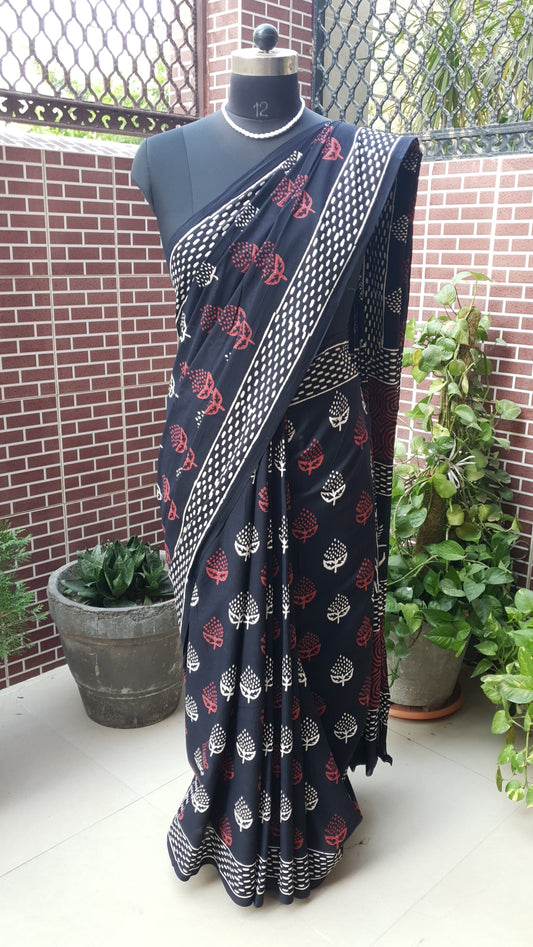 Imperial Black HBP Mul Cotton Saree MCHB-0007