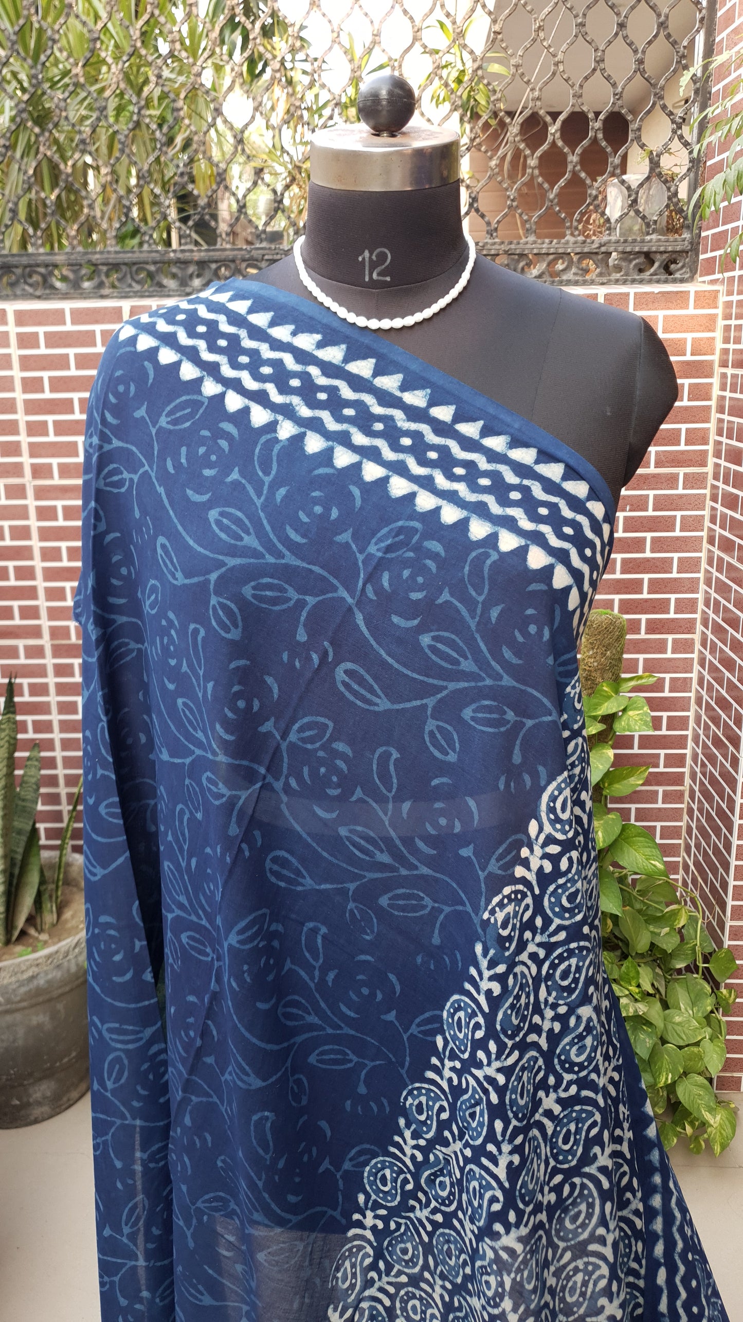 Indigo HBP Mul Cotton Saree MCHB-0011