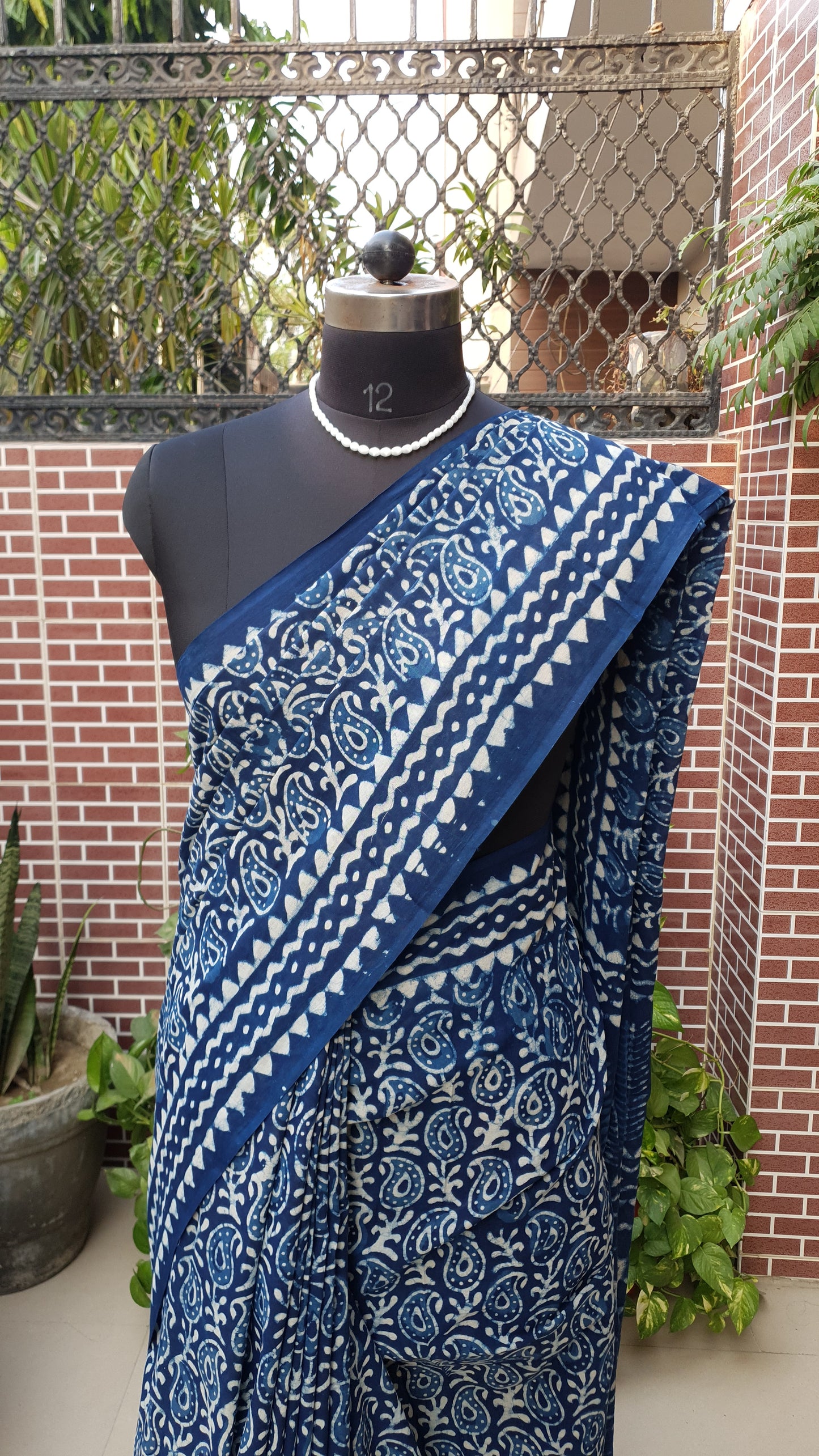 Indigo HBP Mul Cotton Saree MCHB-0011