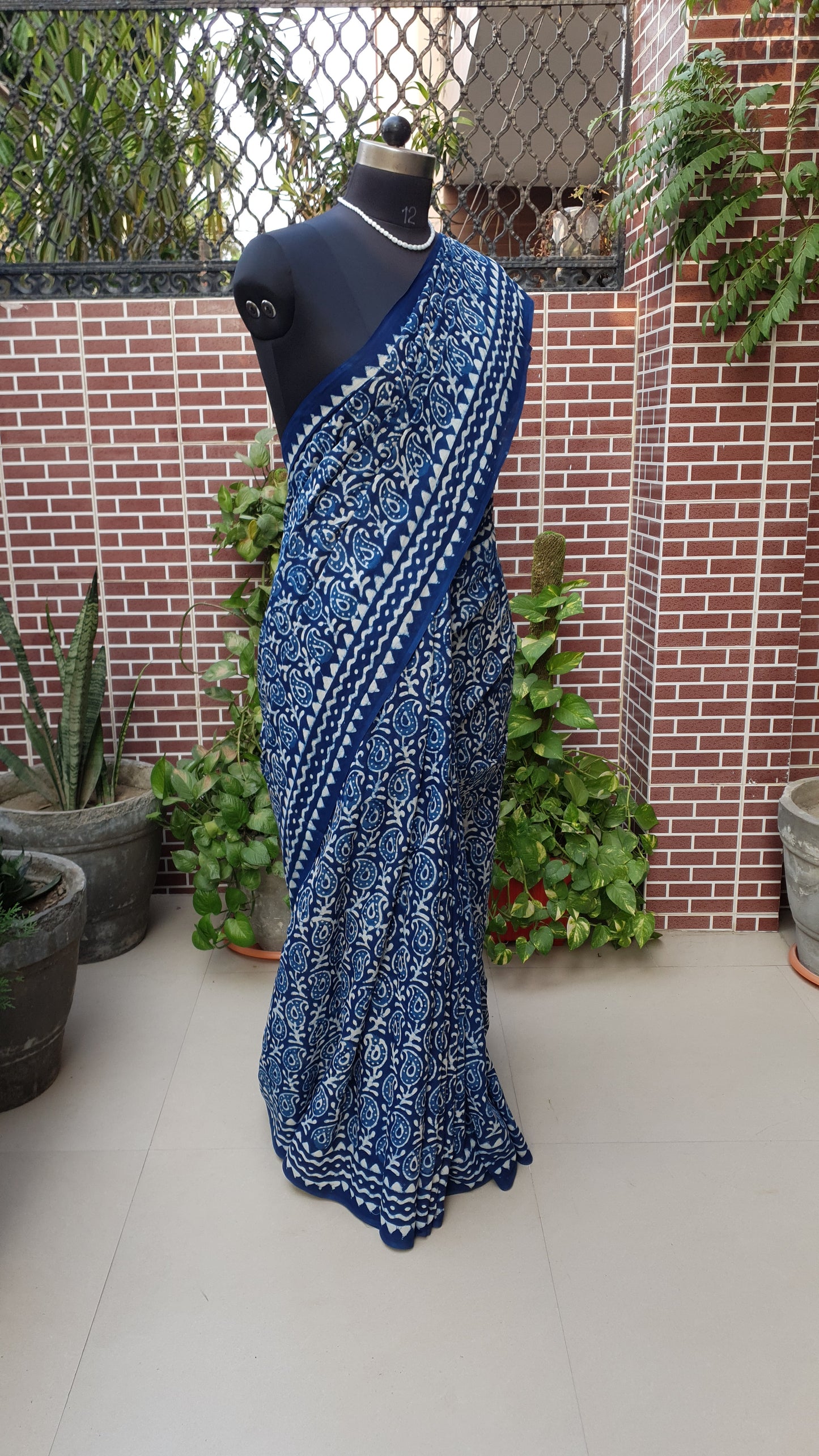 Indigo HBP Mul Cotton Saree MCHB-0011