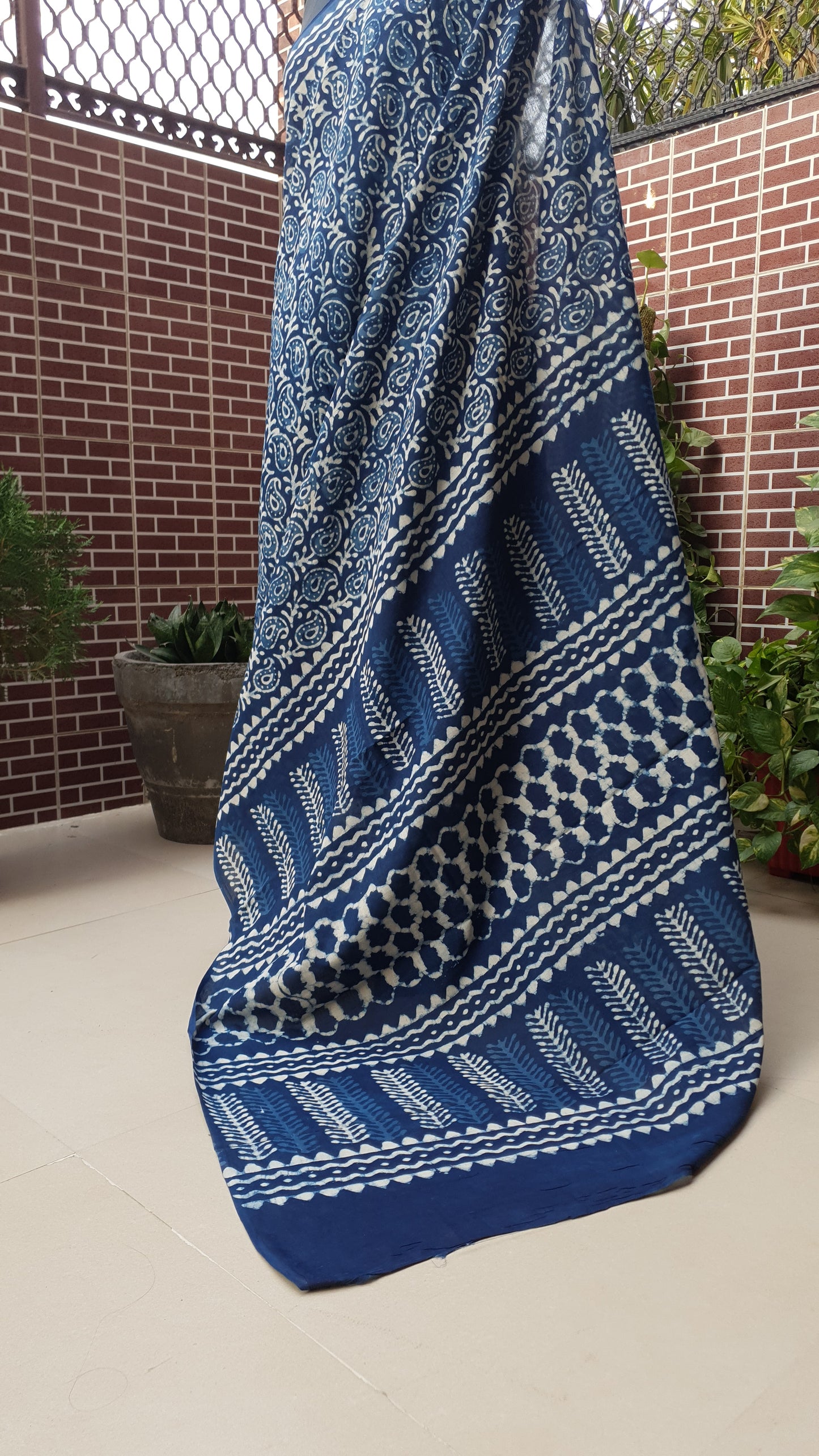 Indigo HBP Mul Cotton Saree MCHB-0011