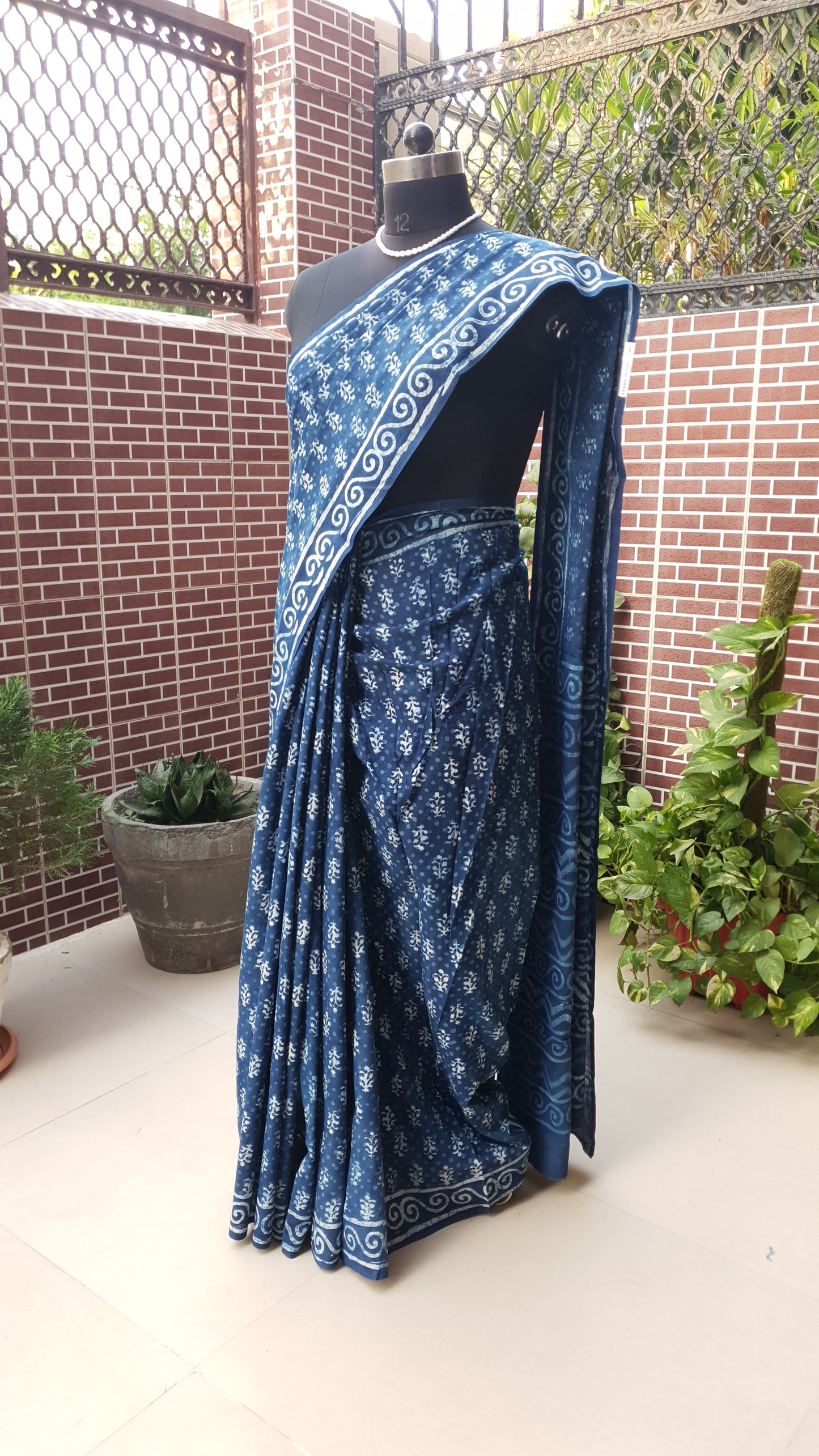 Indigo HBP Mul Cotton Saree MCHB-0013