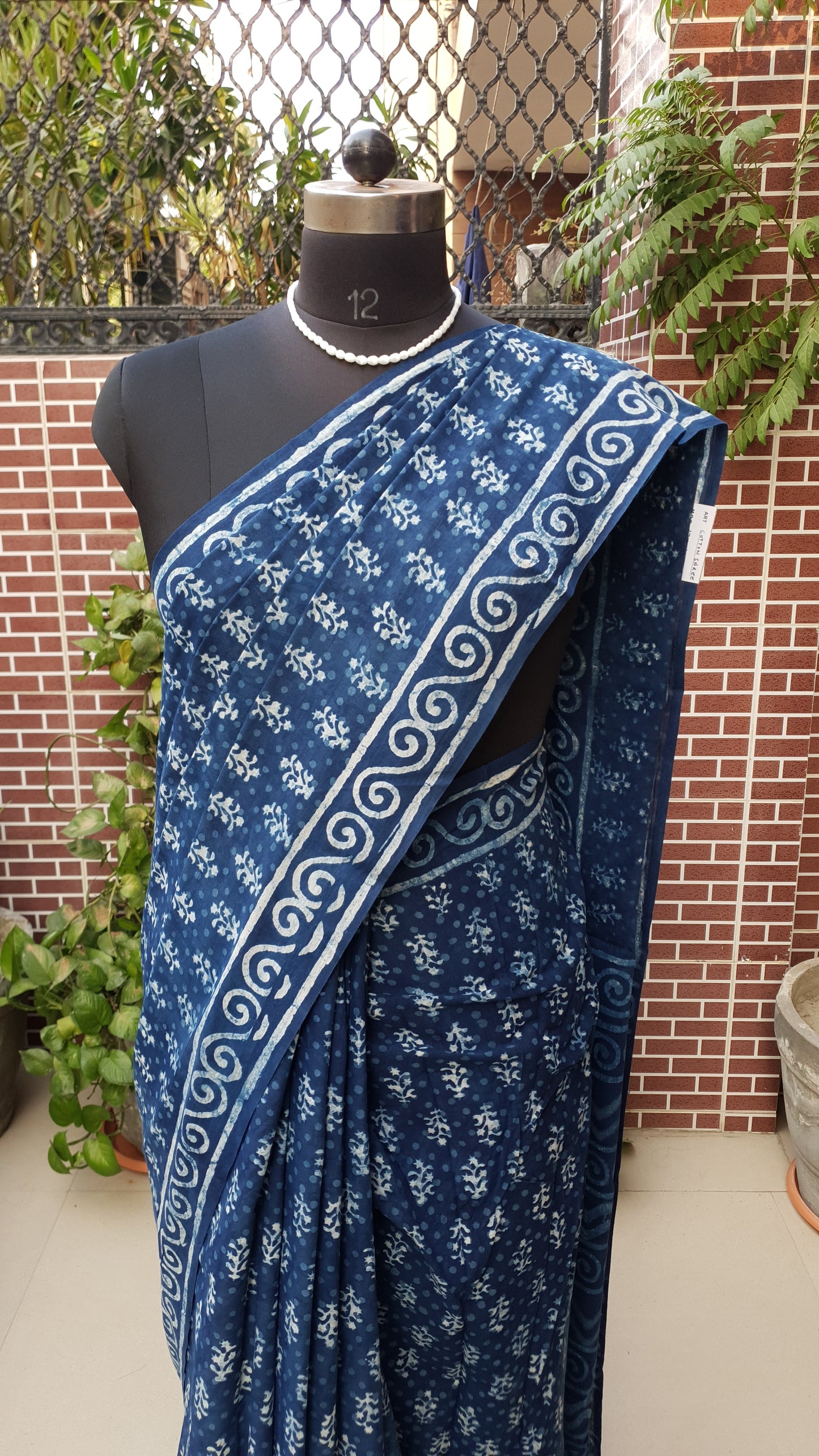 Indigo HBP Mul Cotton Saree MCHB-0013