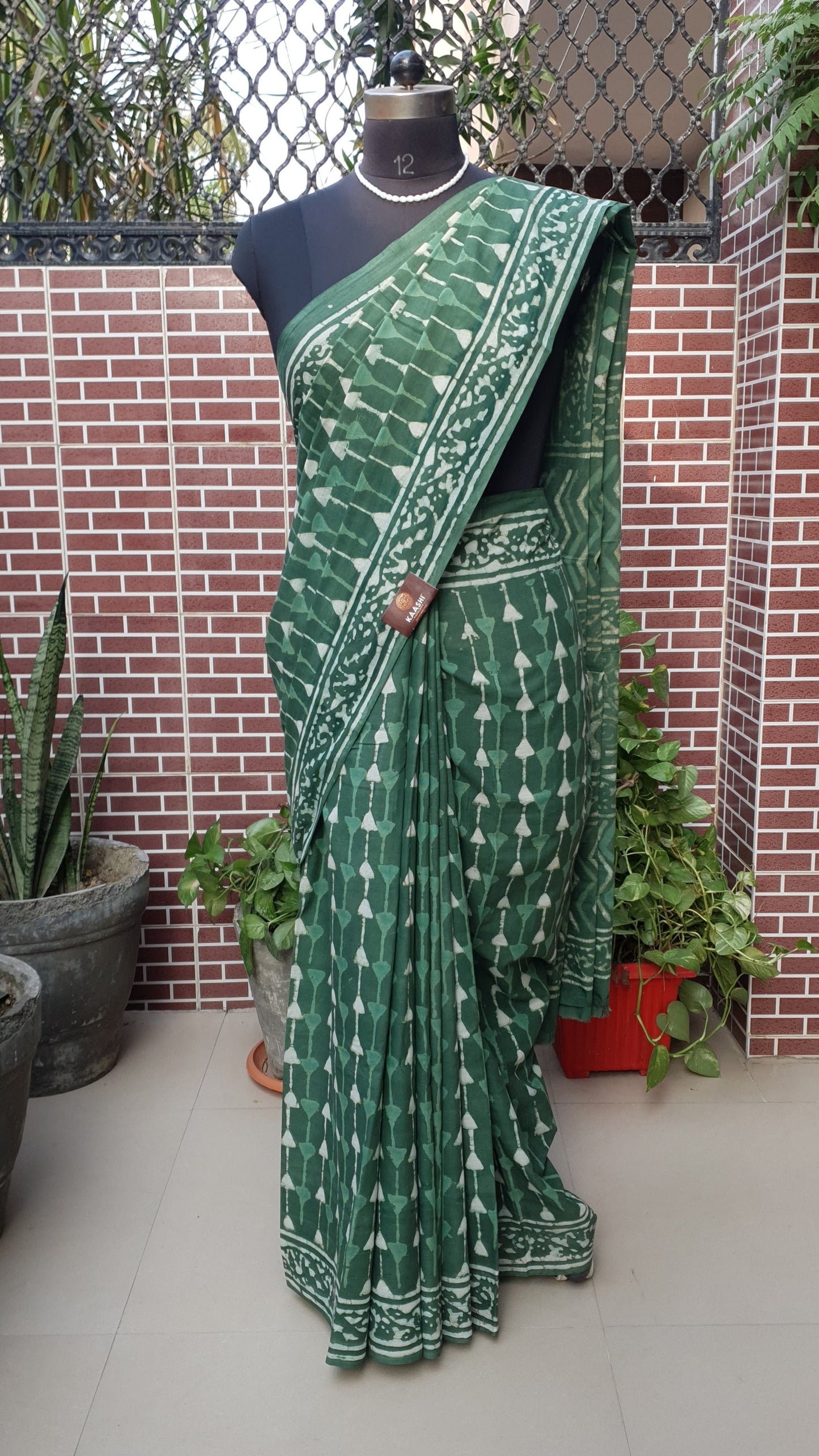 Green HBP Mul Cotton Saree MCHB-0020