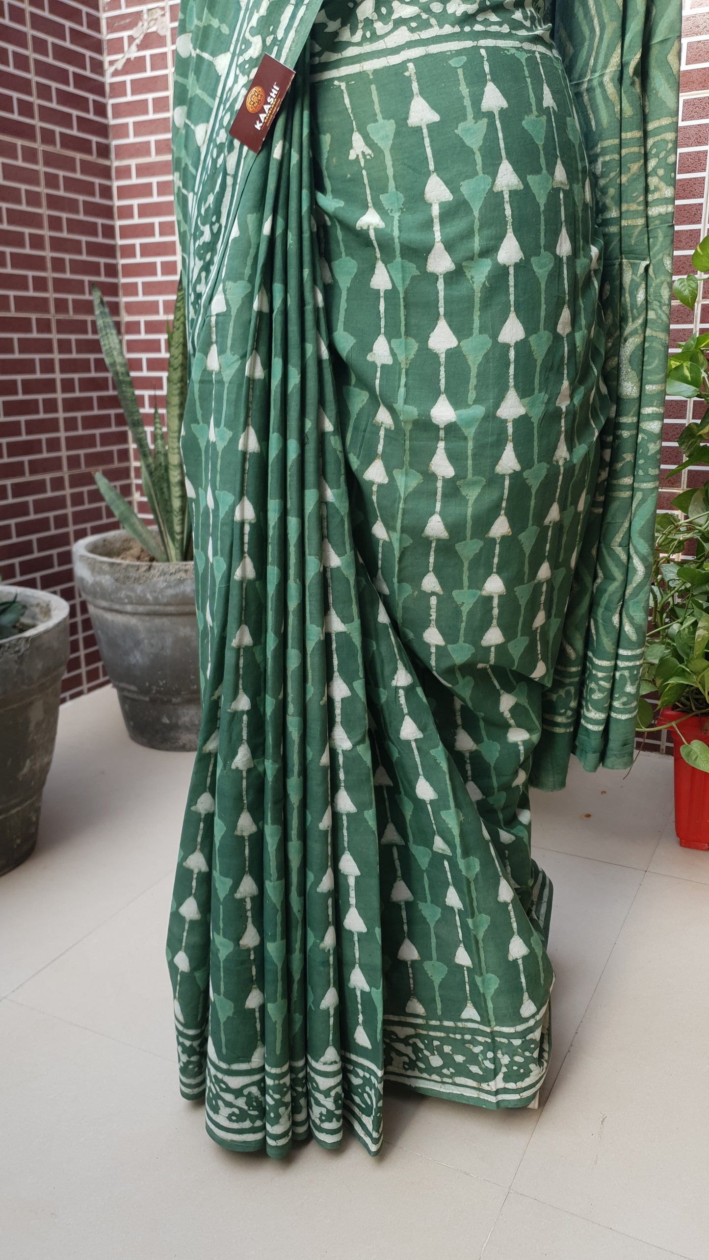 Green HBP Mul Cotton Saree MCHB-0020