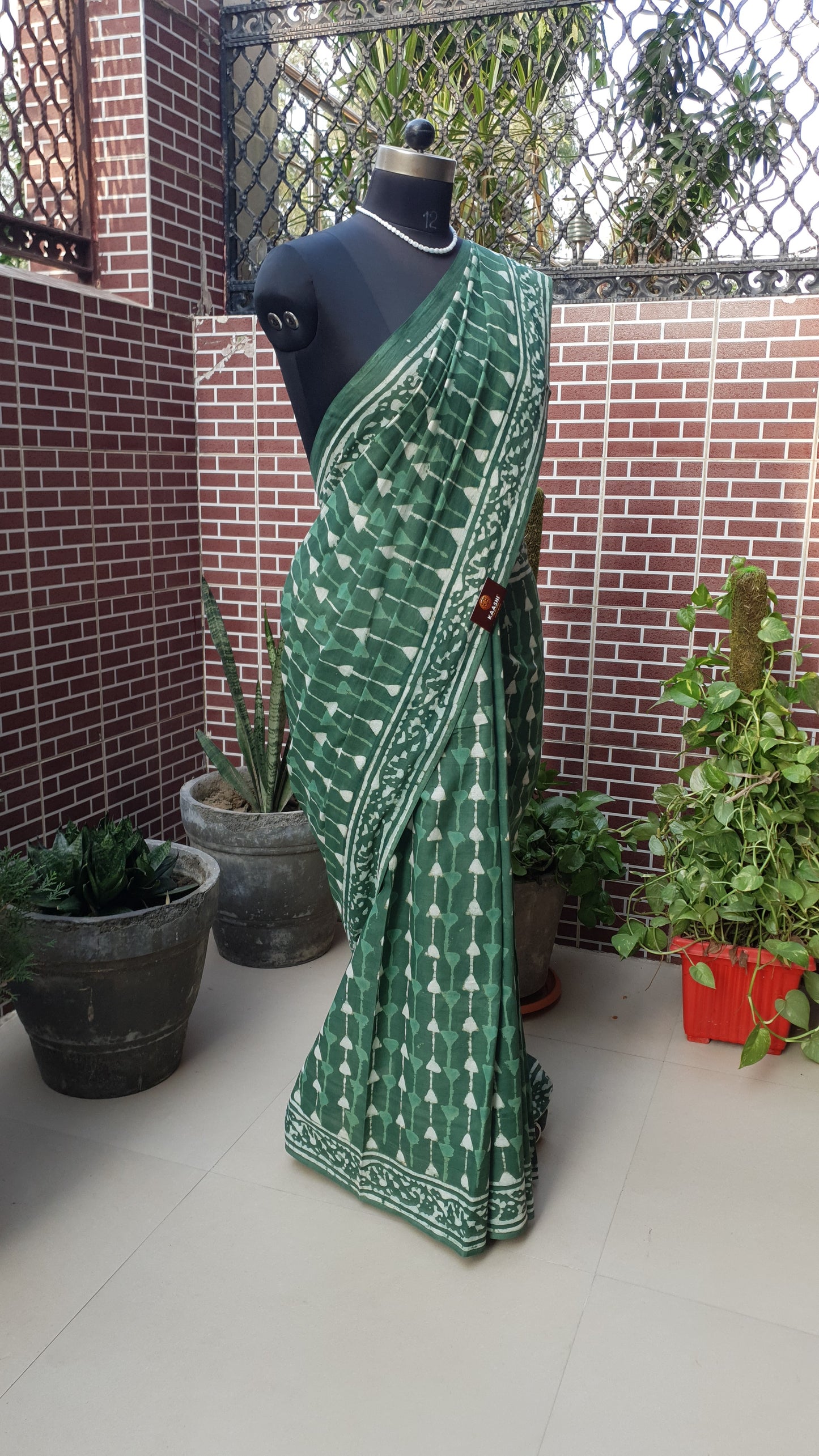 Green HBP Mul Cotton Saree MCHB-0020