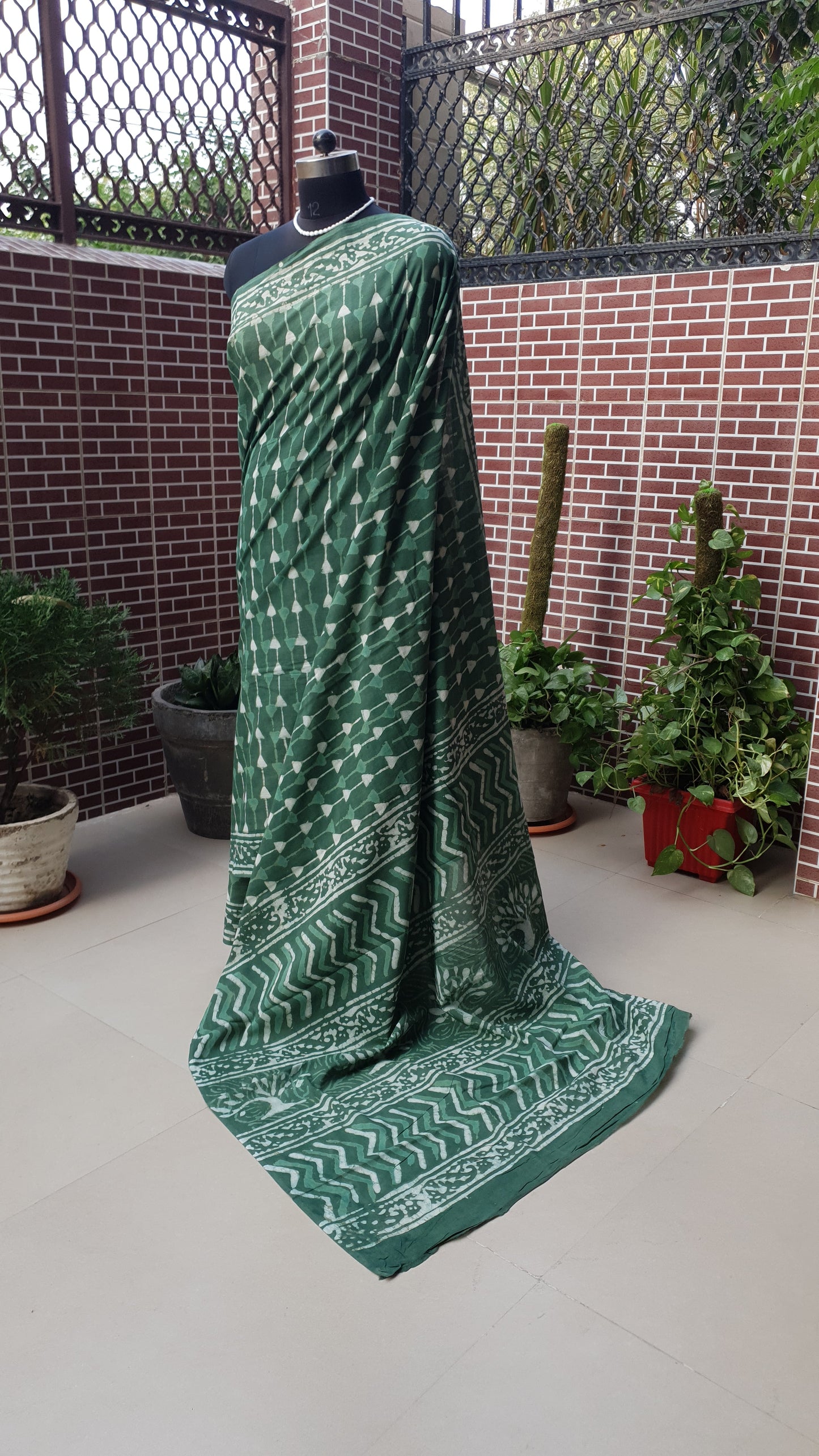 Green HBP Mul Cotton Saree MCHB-0020