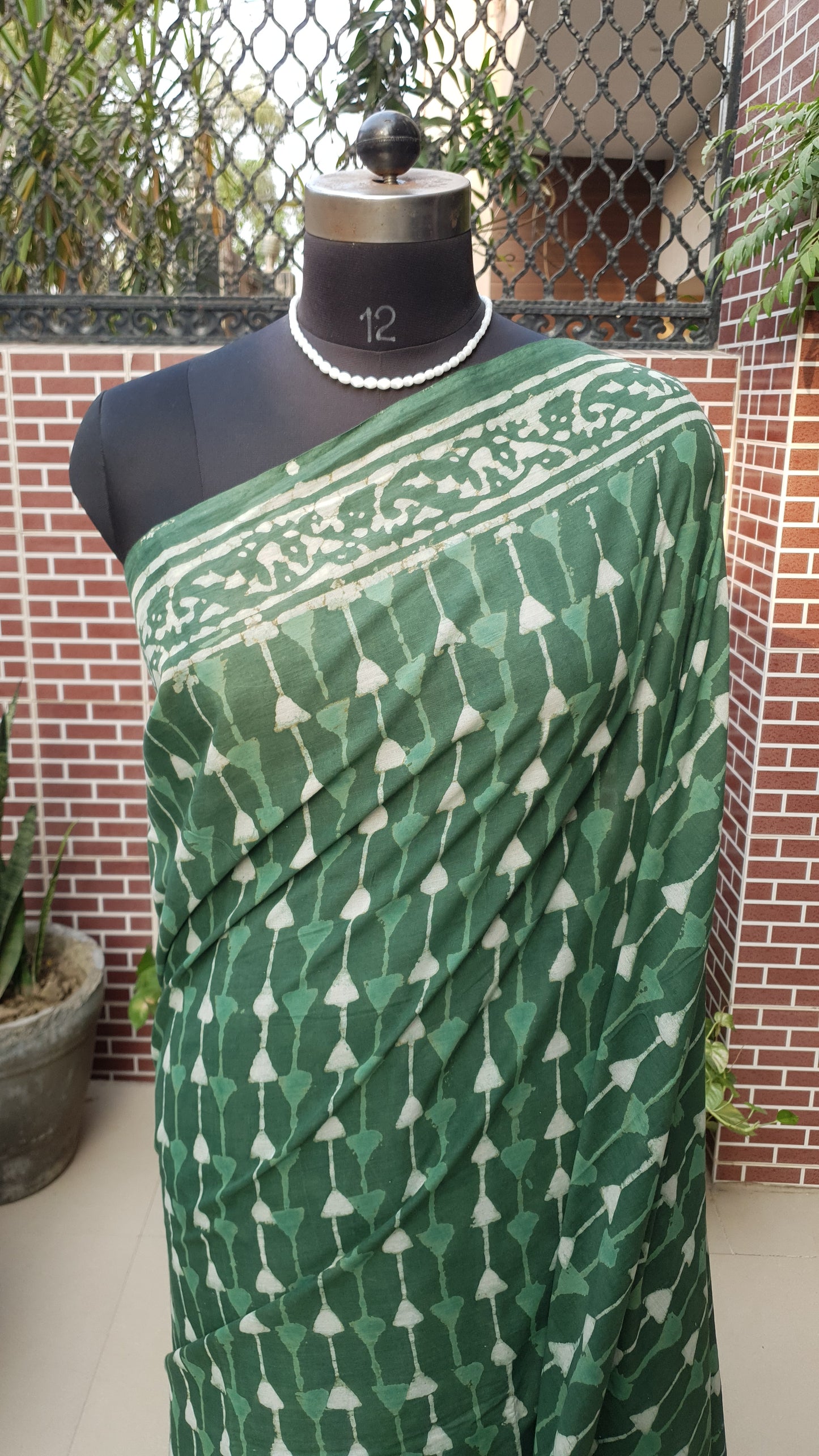 Green HBP Mul Cotton Saree MCHB-0020