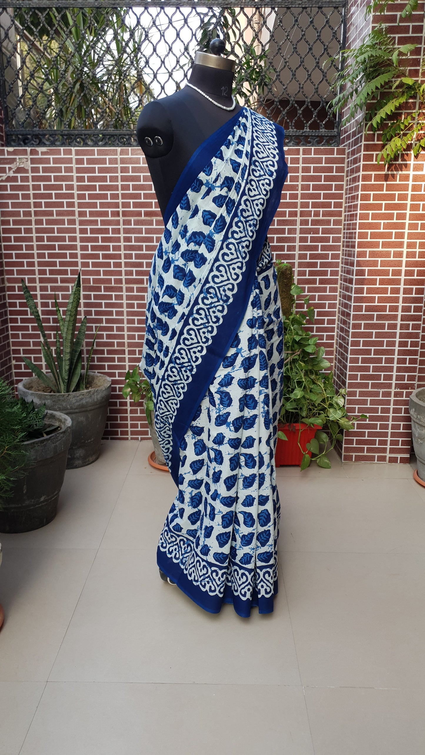 Blue HBP Mul Cotton Saree MCHB-0018
