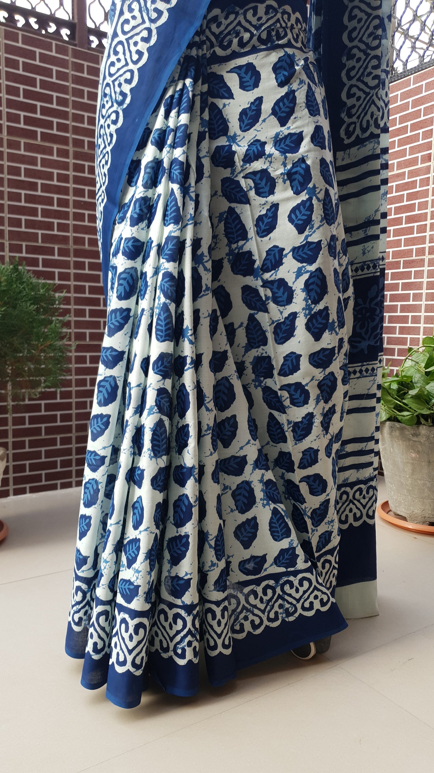 Blue HBP Mul Cotton Saree MCHB-0018