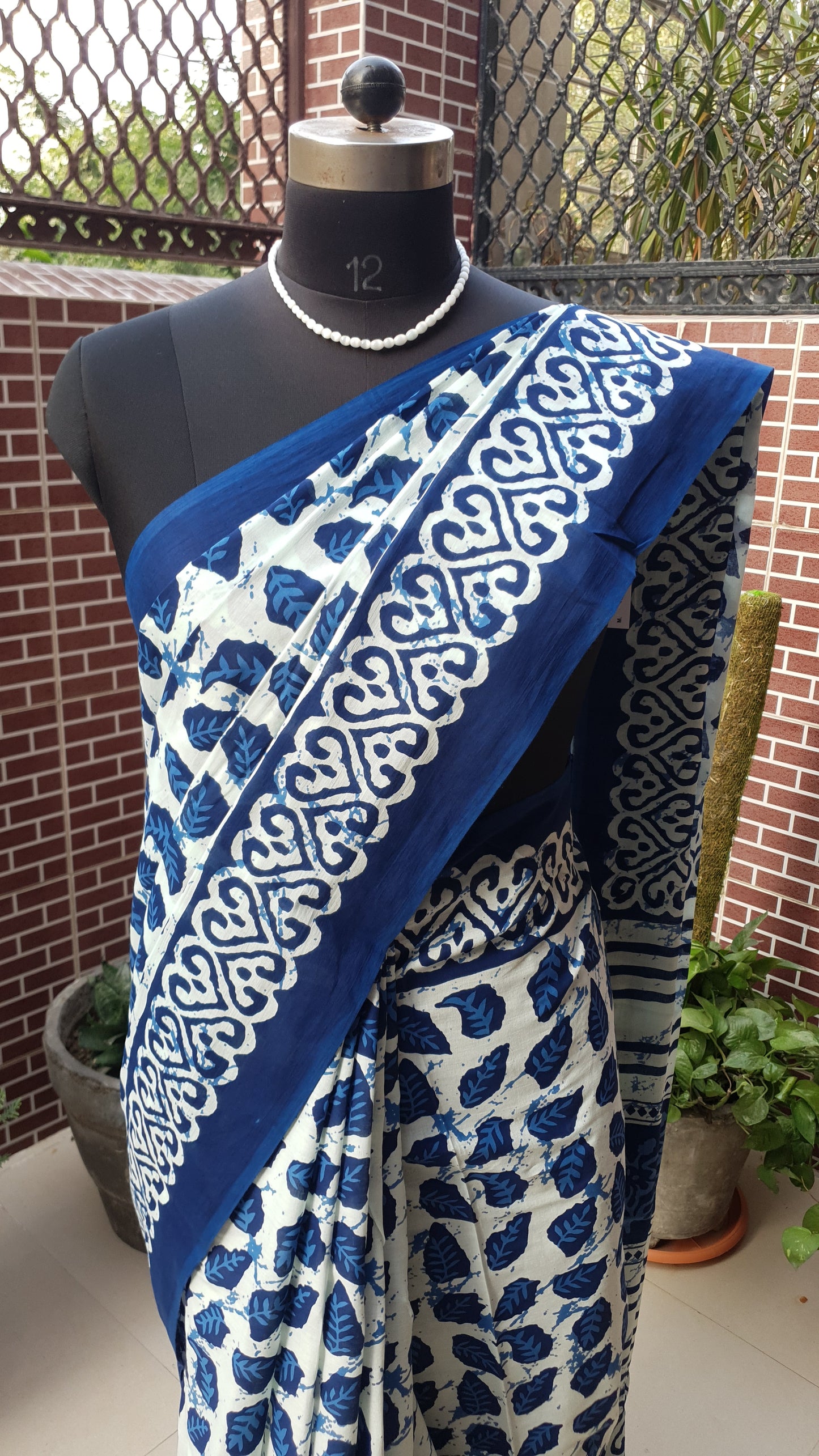 Blue HBP Mul Cotton Saree MCHB-0018