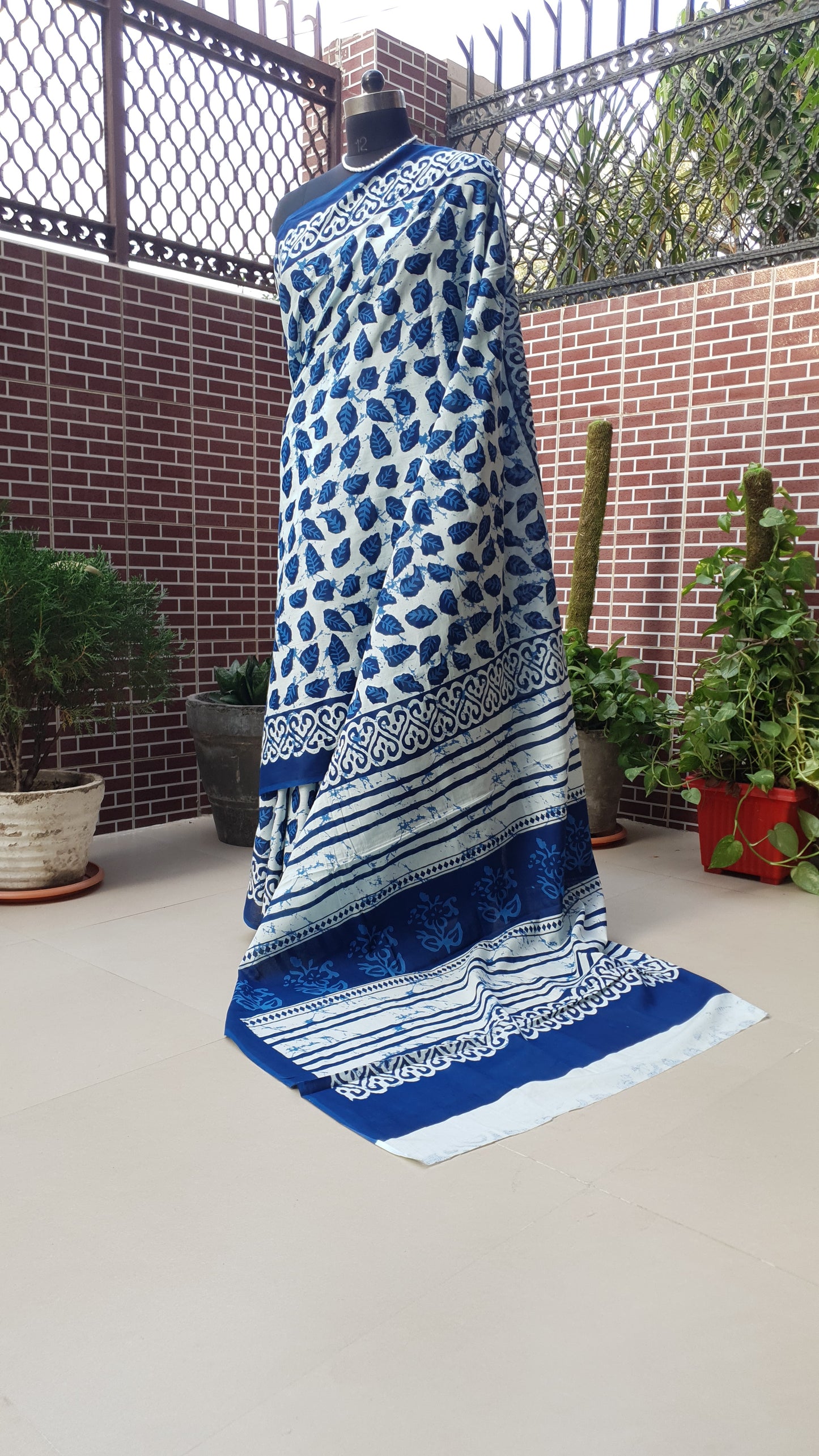 Blue HBP Mul Cotton Saree MCHB-0018