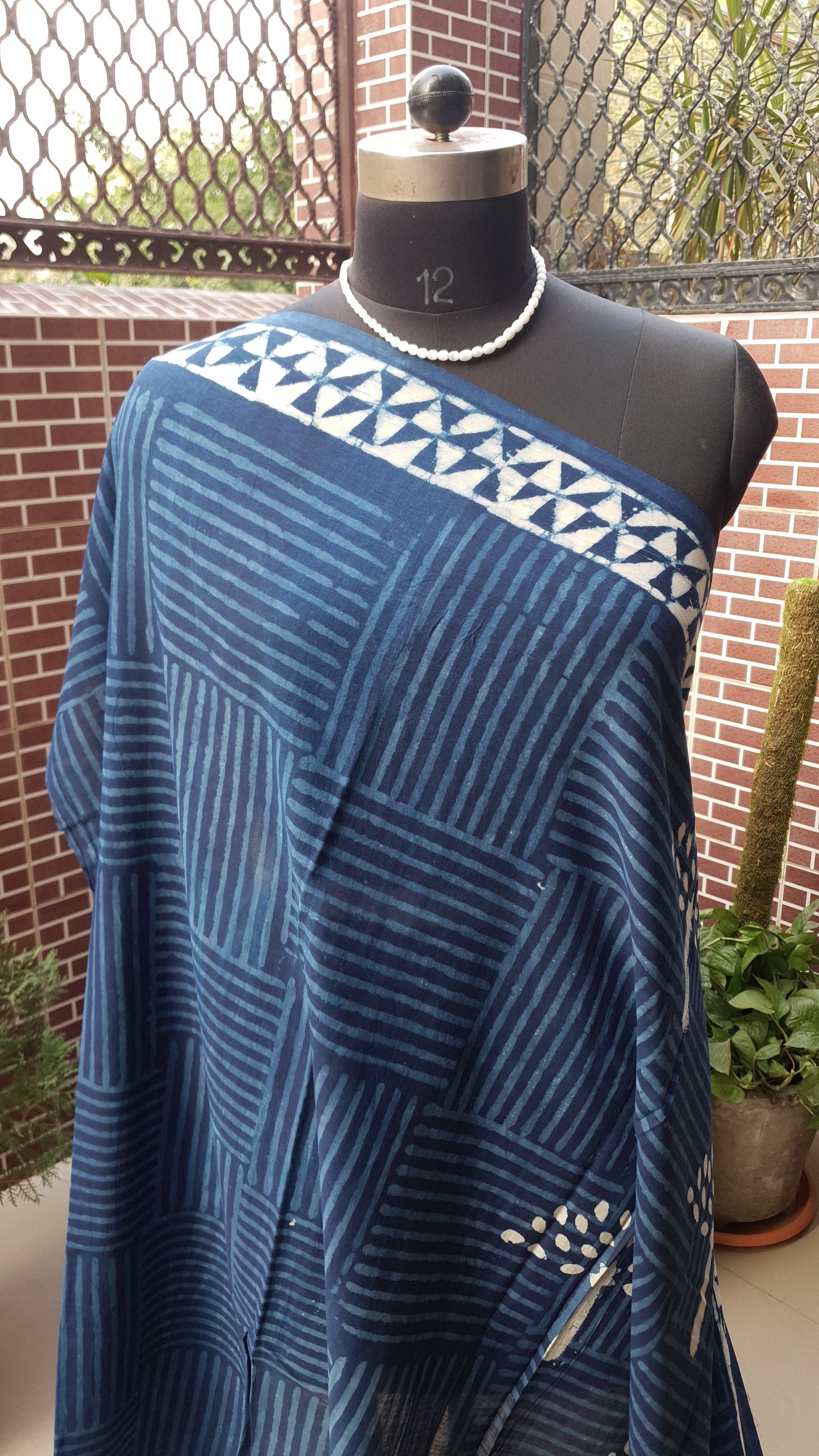 Indigo HBP Mul Cotton Saree MCHB-0015