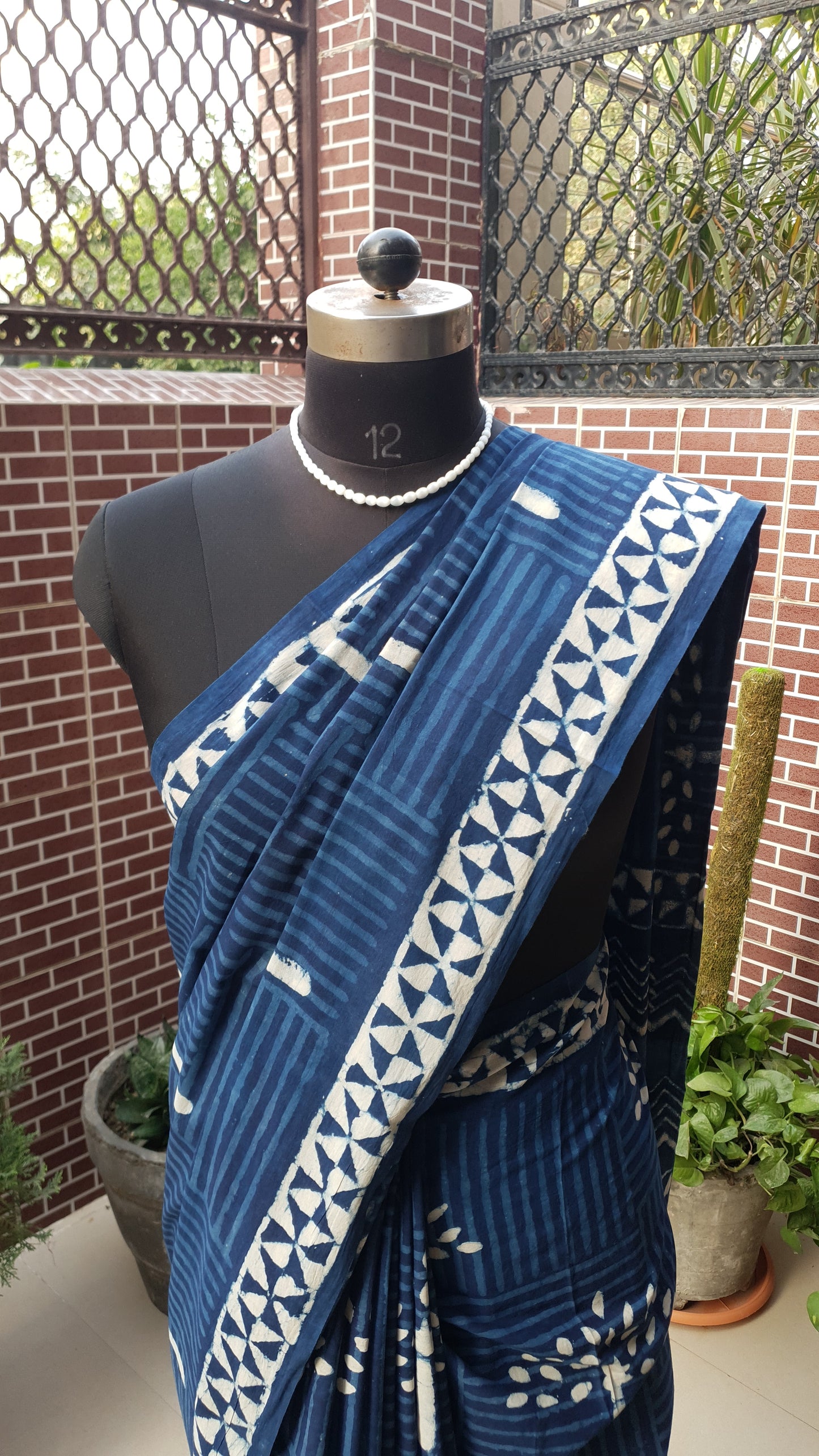 Indigo HBP Mul Cotton Saree MCHB-0015