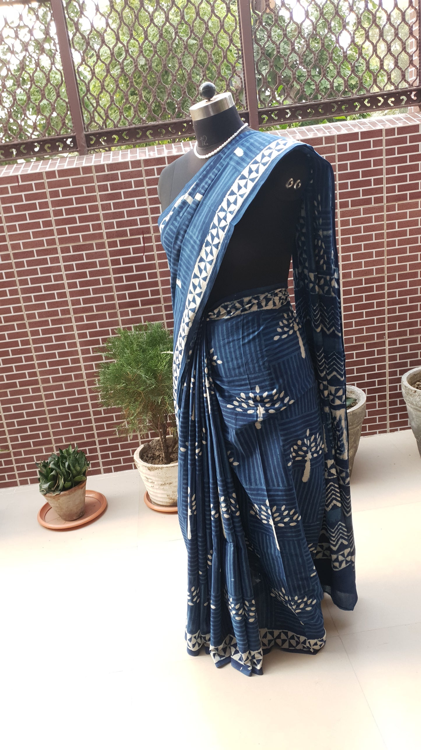 Indigo HBP Mul Cotton Saree MCHB-0015