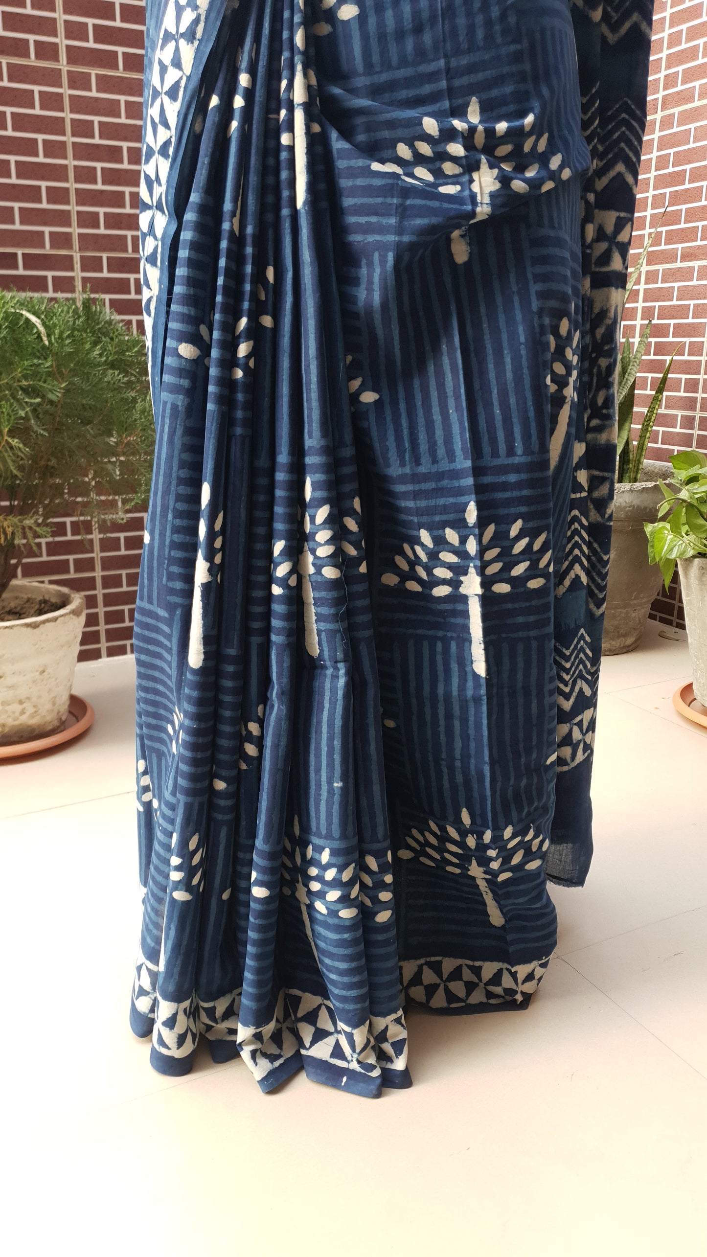 Indigo HBP Mul Cotton Saree MCHB-0015