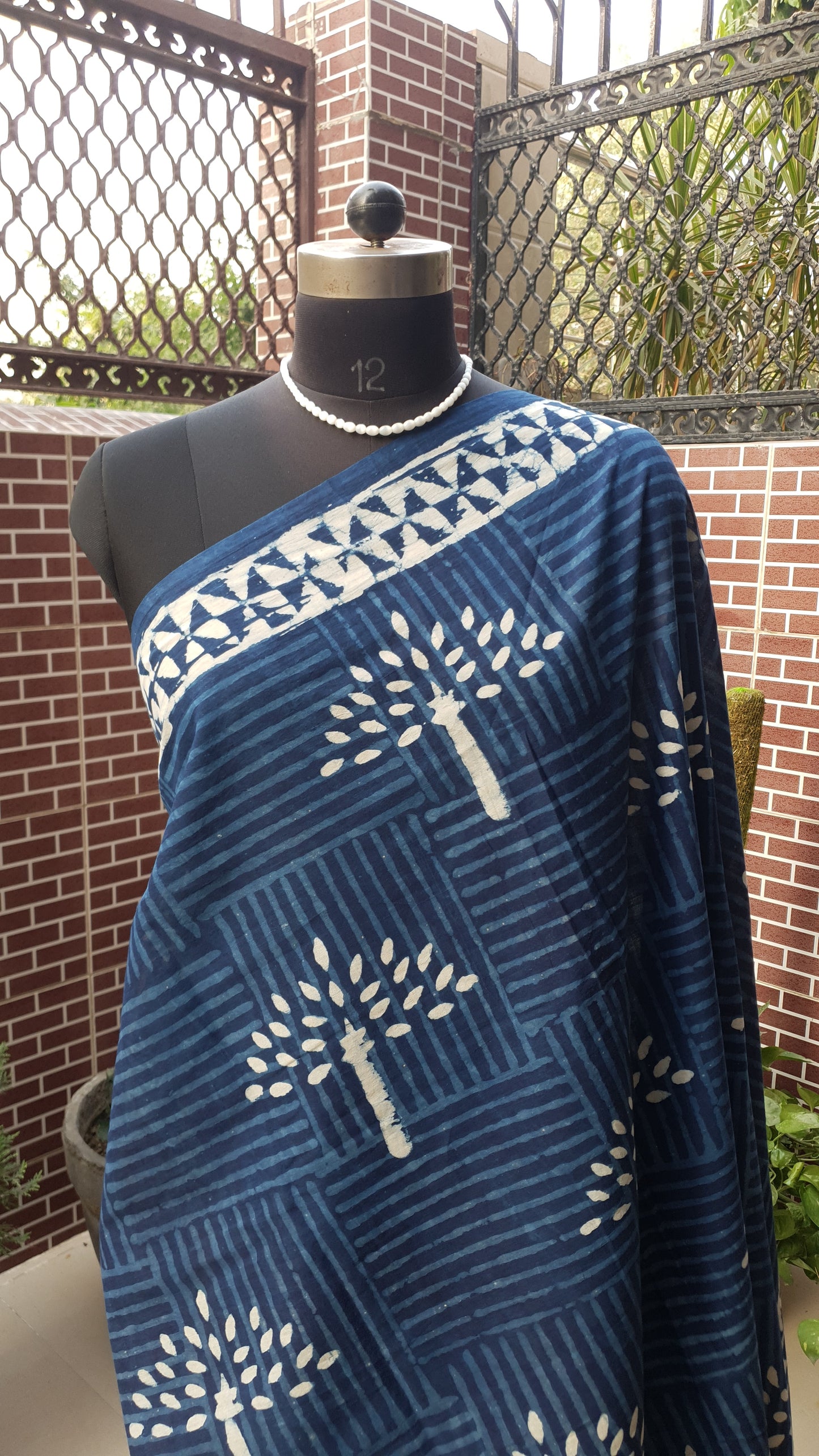 Indigo HBP Mul Cotton Saree MCHB-0015