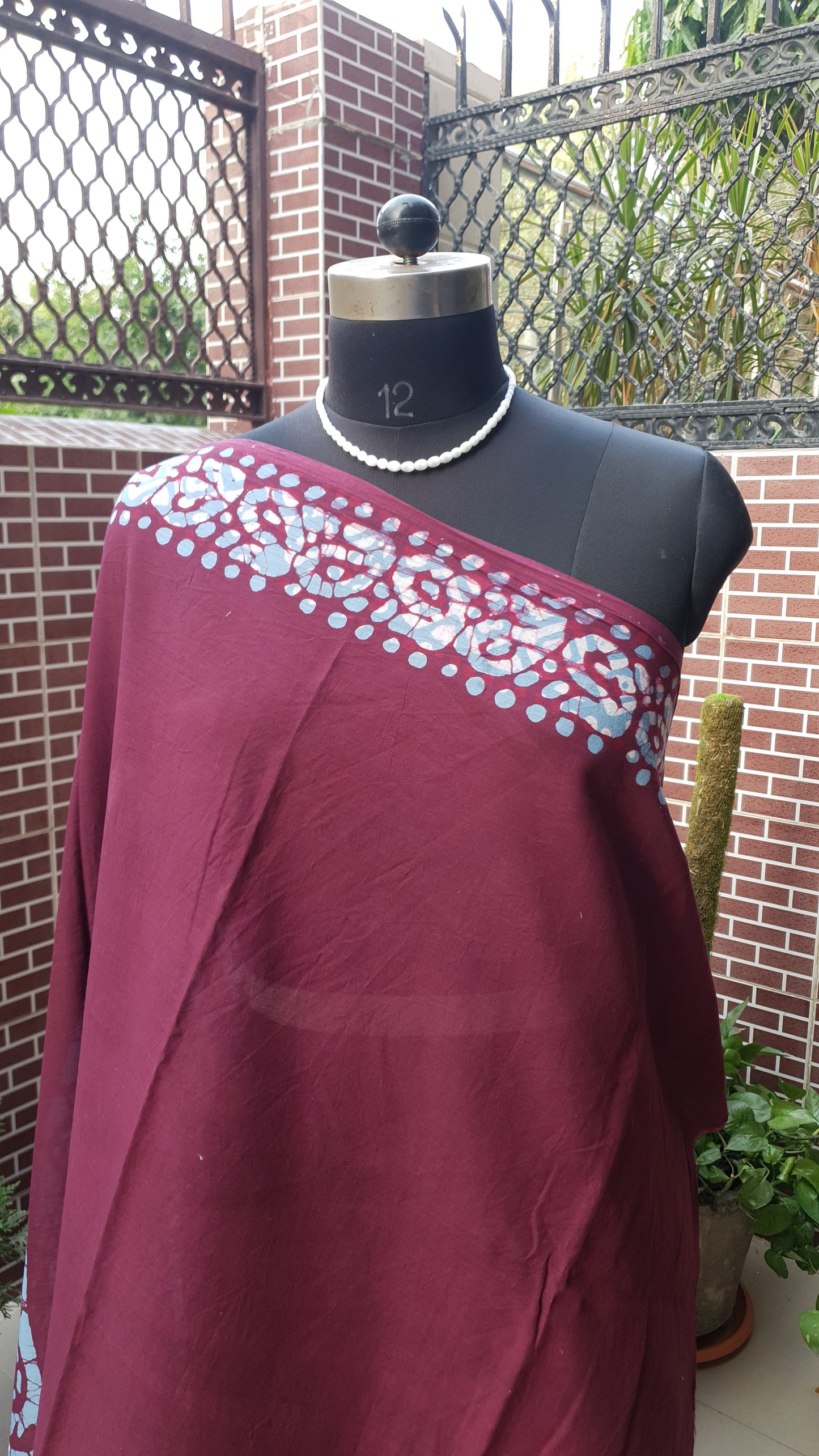 Wine & Blue HBP Mul Cotton Saree MCHB-0019
