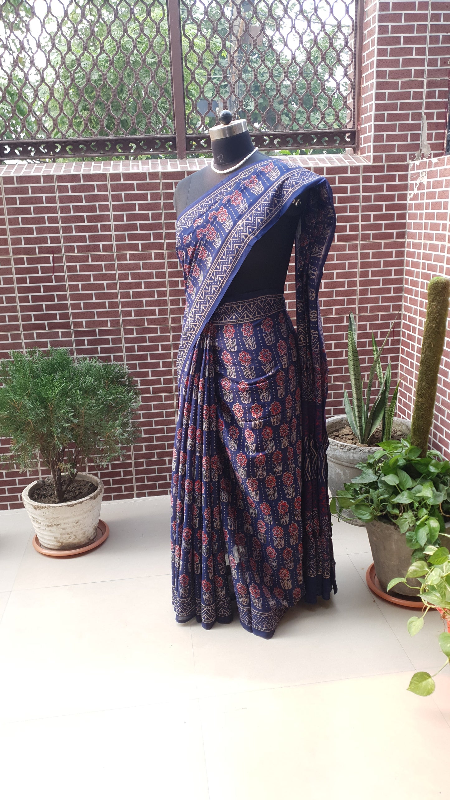 Indigo HBP Mul Cotton Saree MCHB-0016