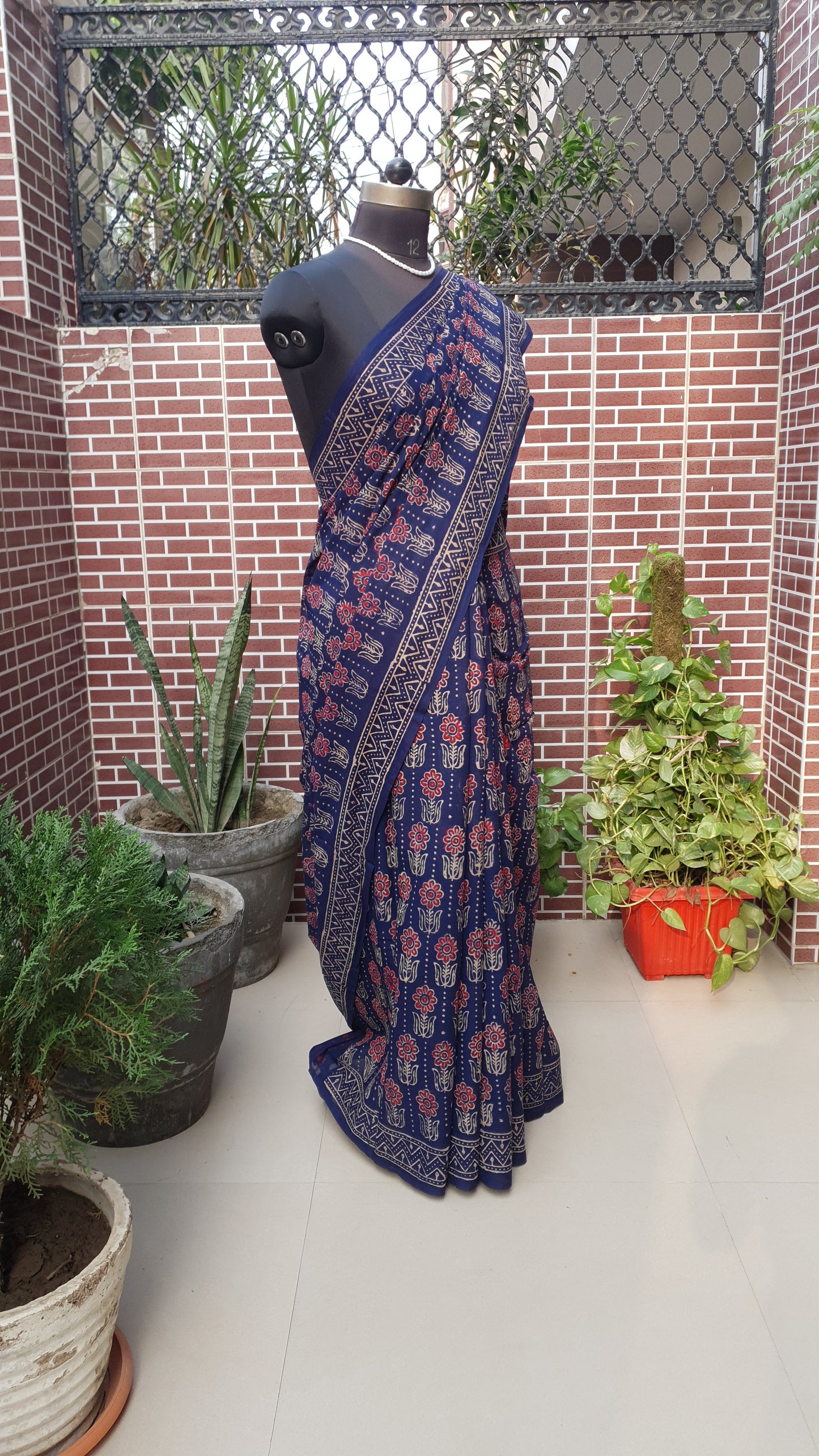 Indigo HBP Mul Cotton Saree MCHB-0016