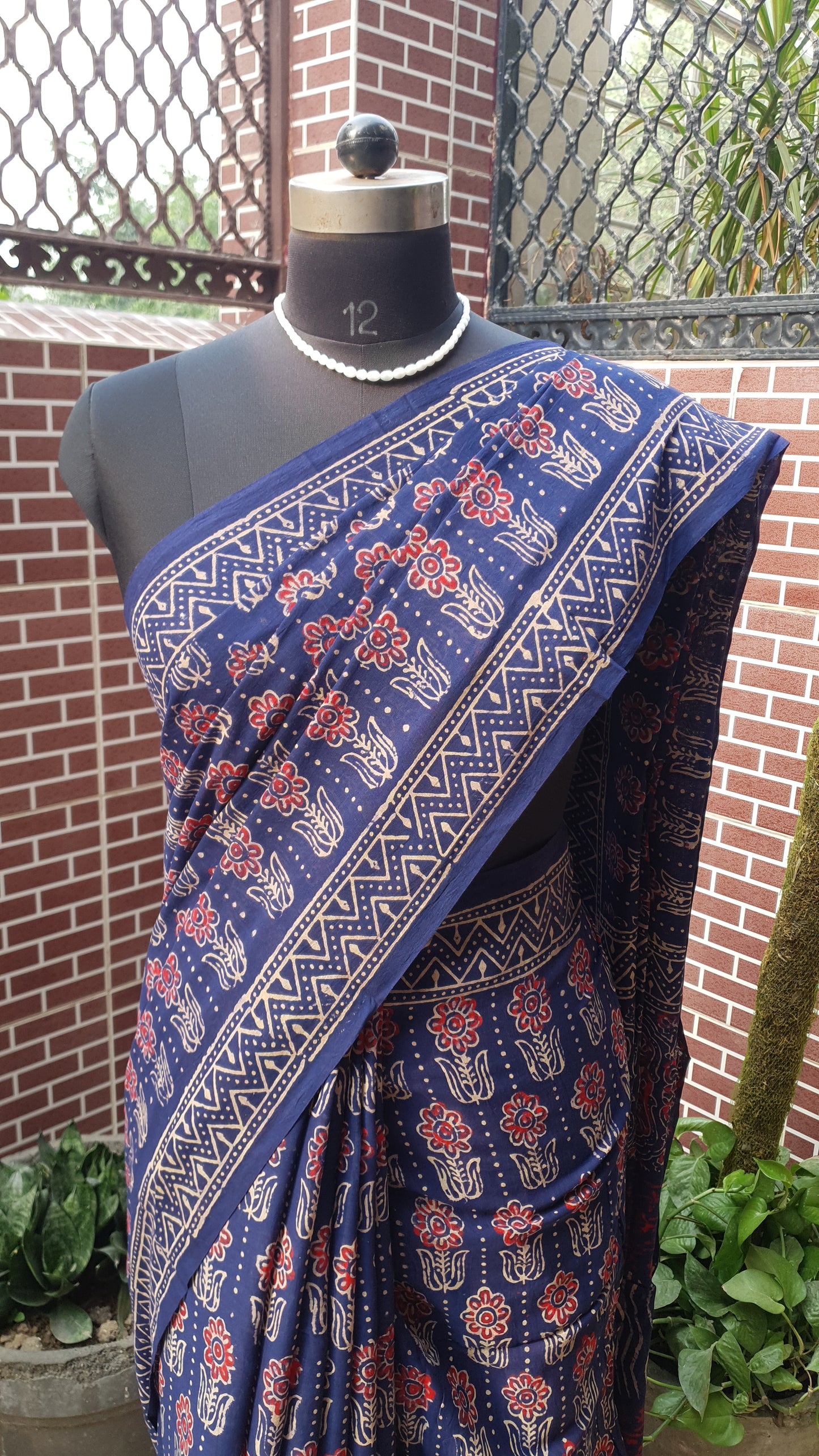 Indigo HBP Mul Cotton Saree MCHB-0016