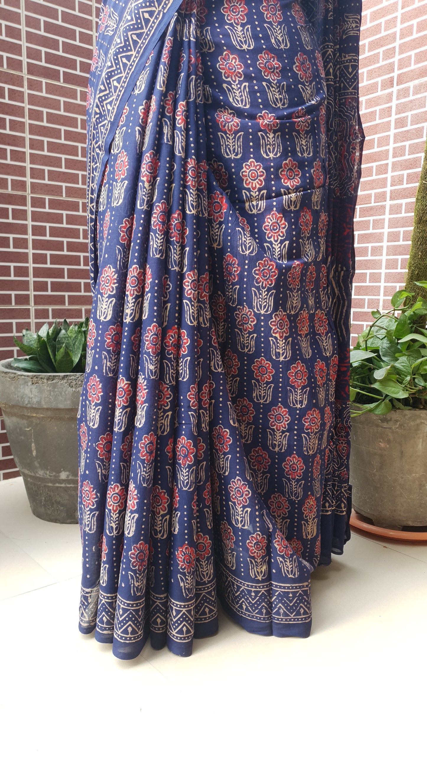 Indigo HBP Mul Cotton Saree MCHB-0016