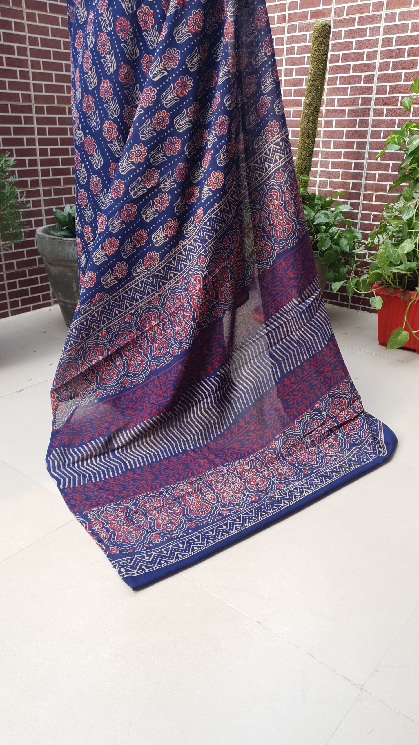Indigo HBP Mul Cotton Saree MCHB-0016