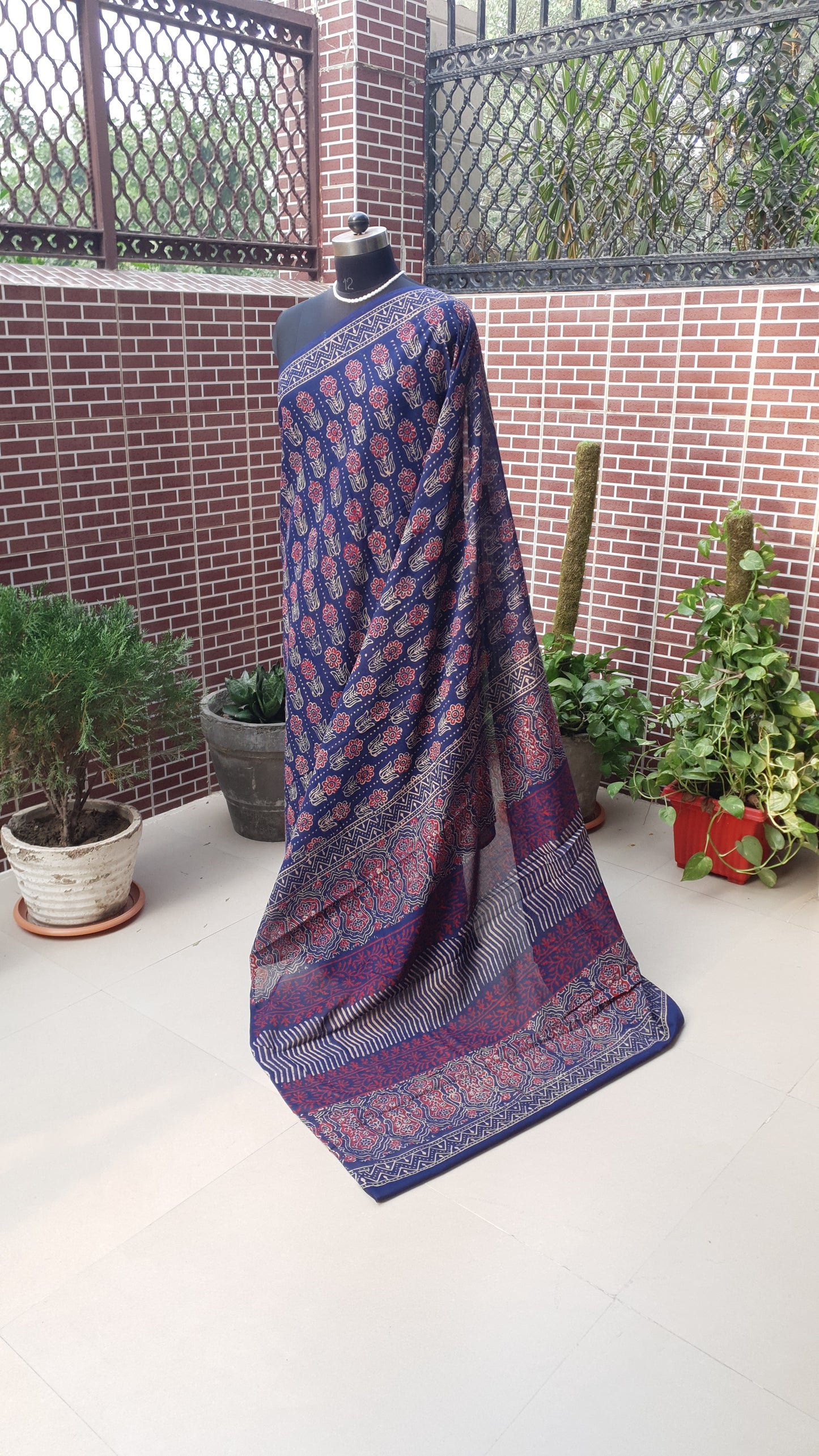 Indigo HBP Mul Cotton Saree MCHB-0016
