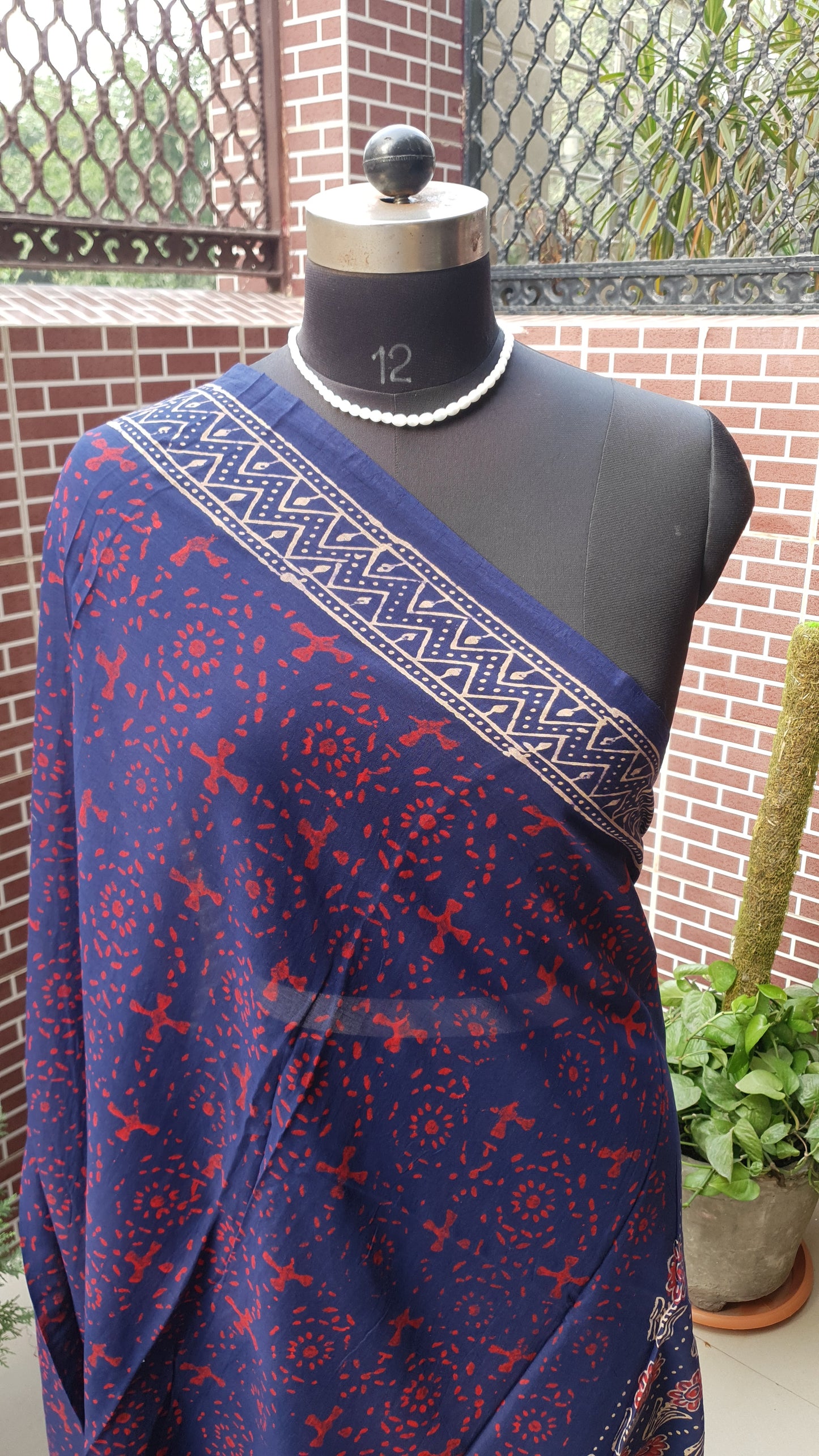 Indigo HBP Mul Cotton Saree MCHB-0016