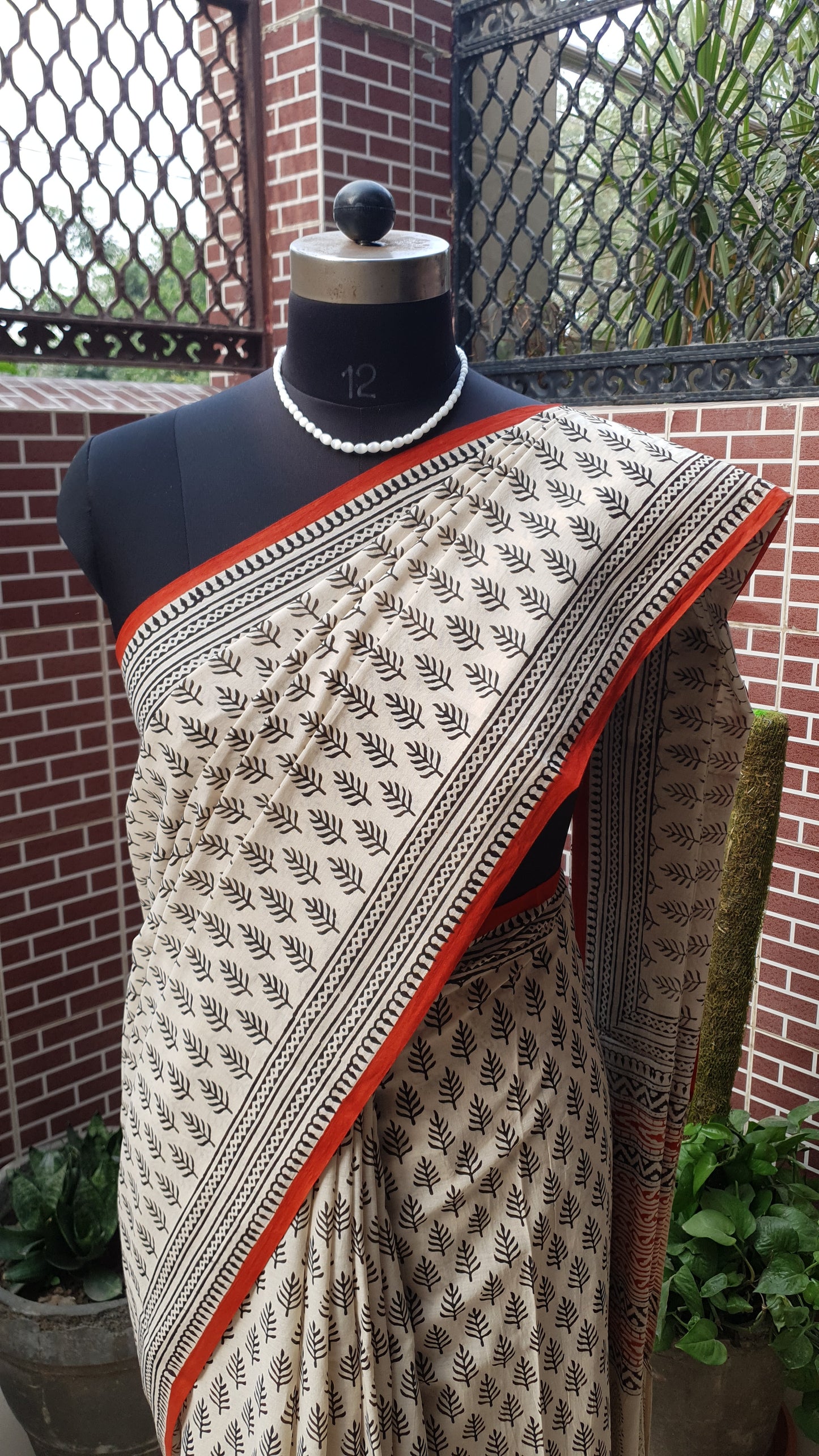 British Beige HBP Mul Cotton Saree MCHB-0022