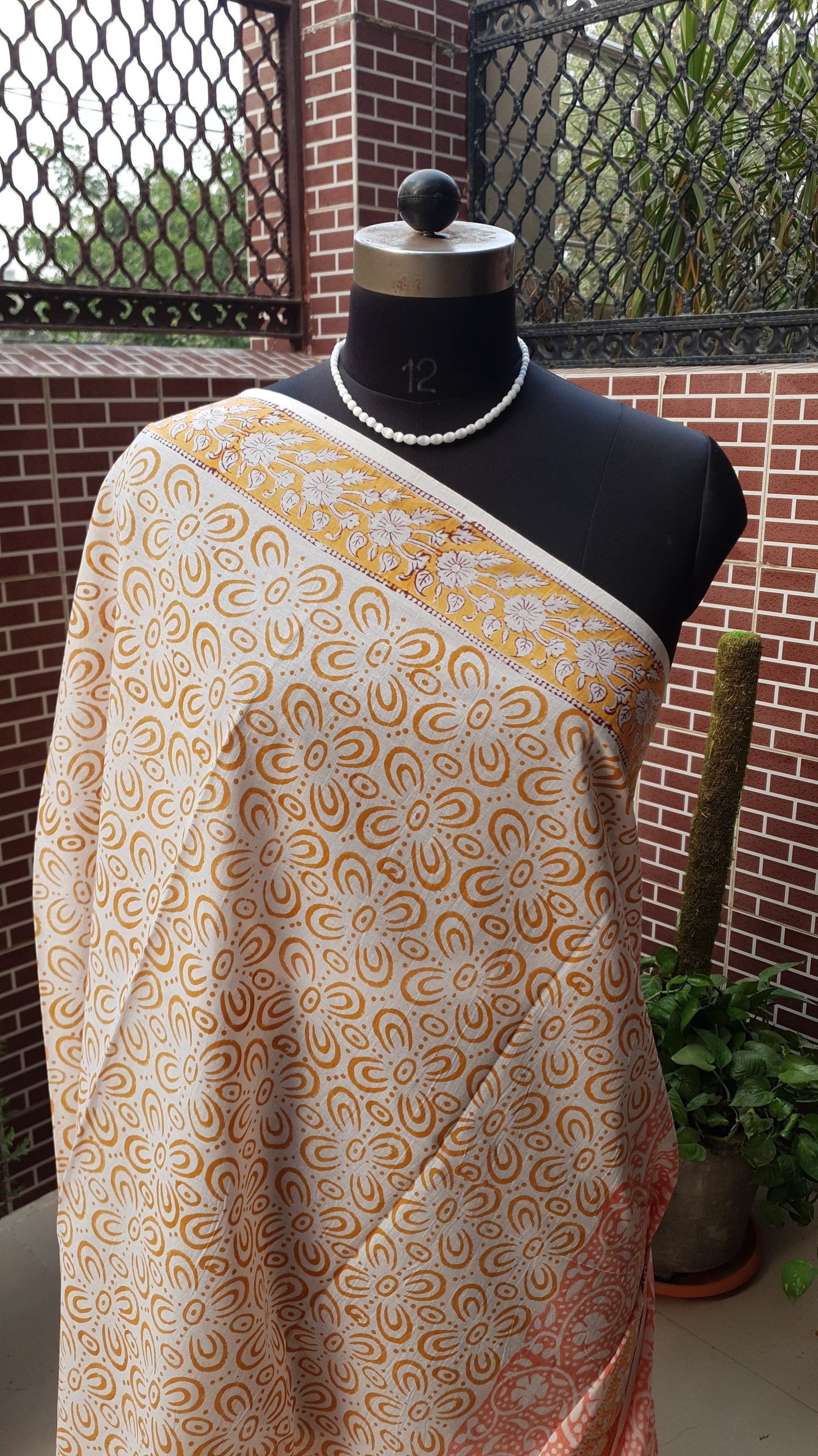 Peach HBP Mul Cotton Saree MCHB-0017