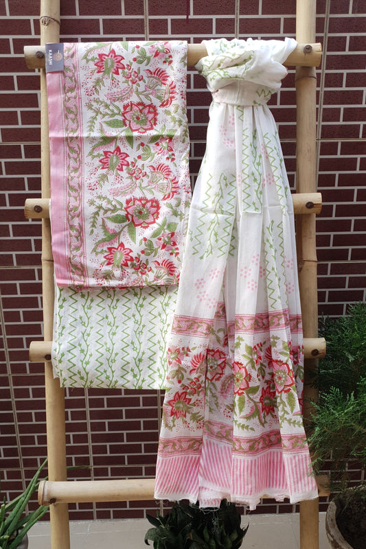 Pink & Green HBP Cotton Suit with Mul Dupatta CMHB-0016