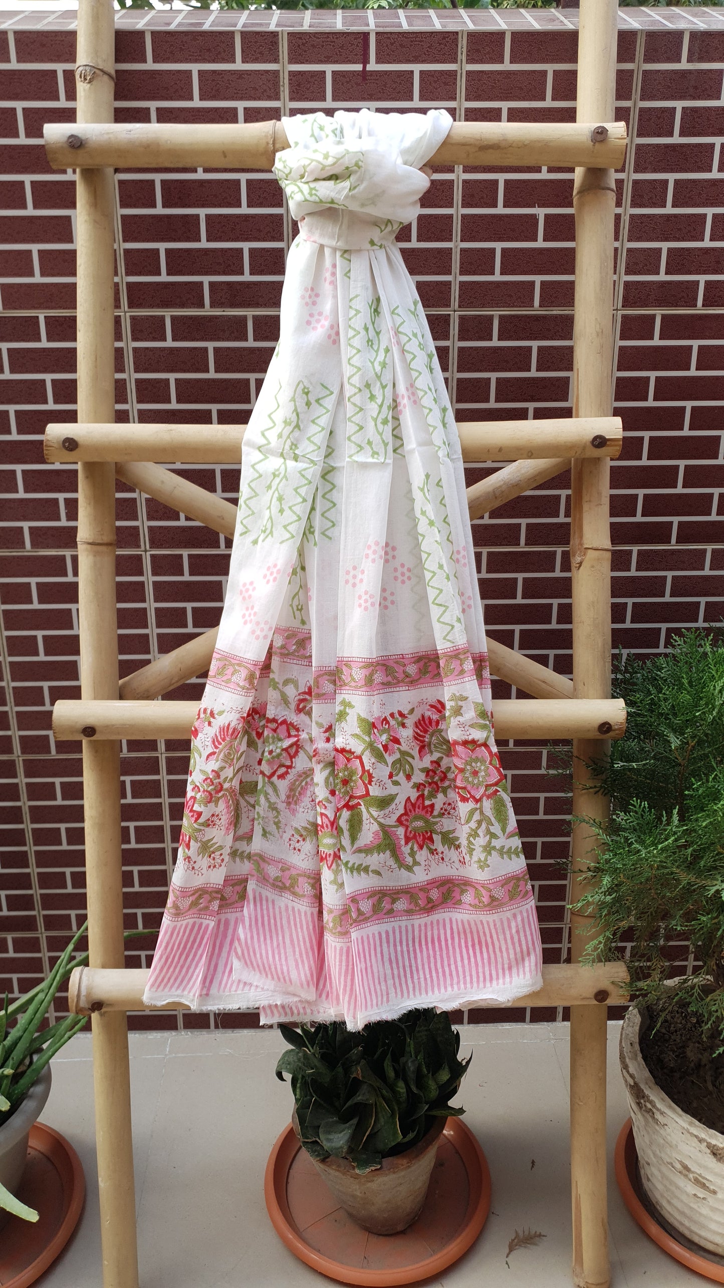 Pink & Green HBP Cotton Suit with Mul Dupatta CMHB-0016