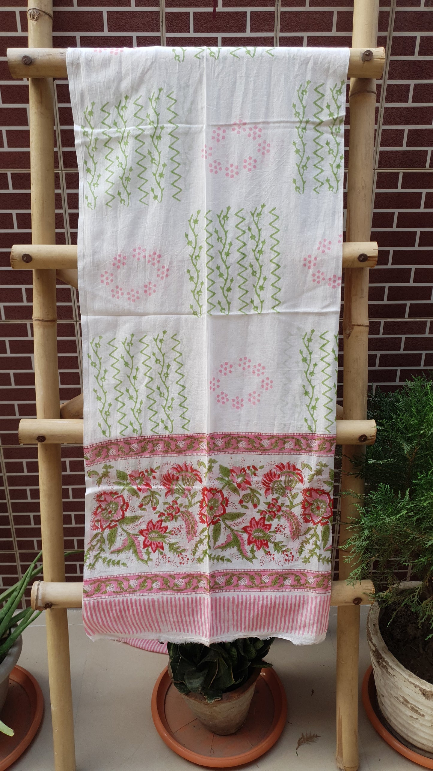 Pink & Green HBP Cotton Suit with Mul Dupatta CMHB-0016